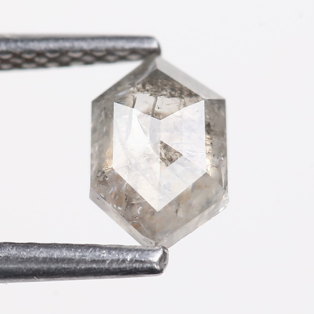 0.73 Carat Natural Gray Hexagon Cut Salt And Pepper Diamond 7.38 MM