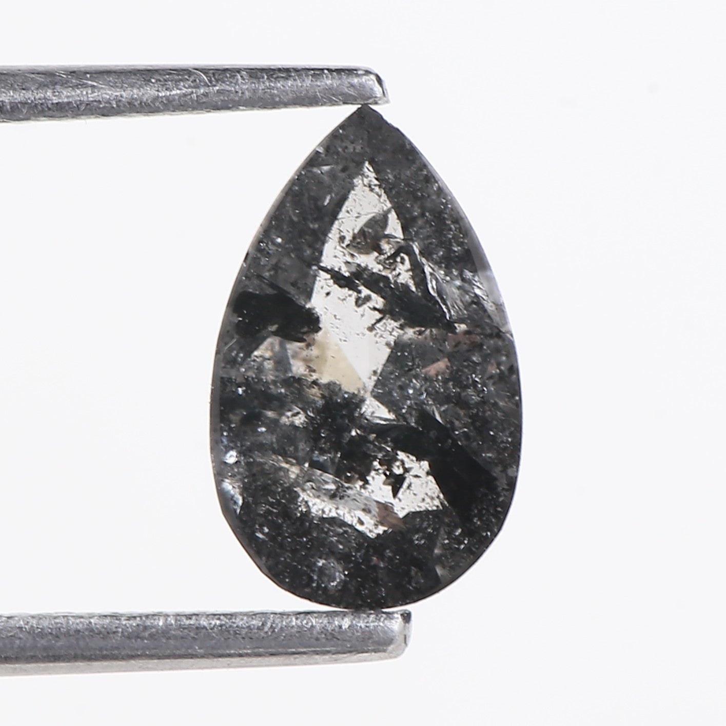 0.87 Carat Natural Grey Pear Cut Loose Salt And Pepper Diamond 8.86 MM