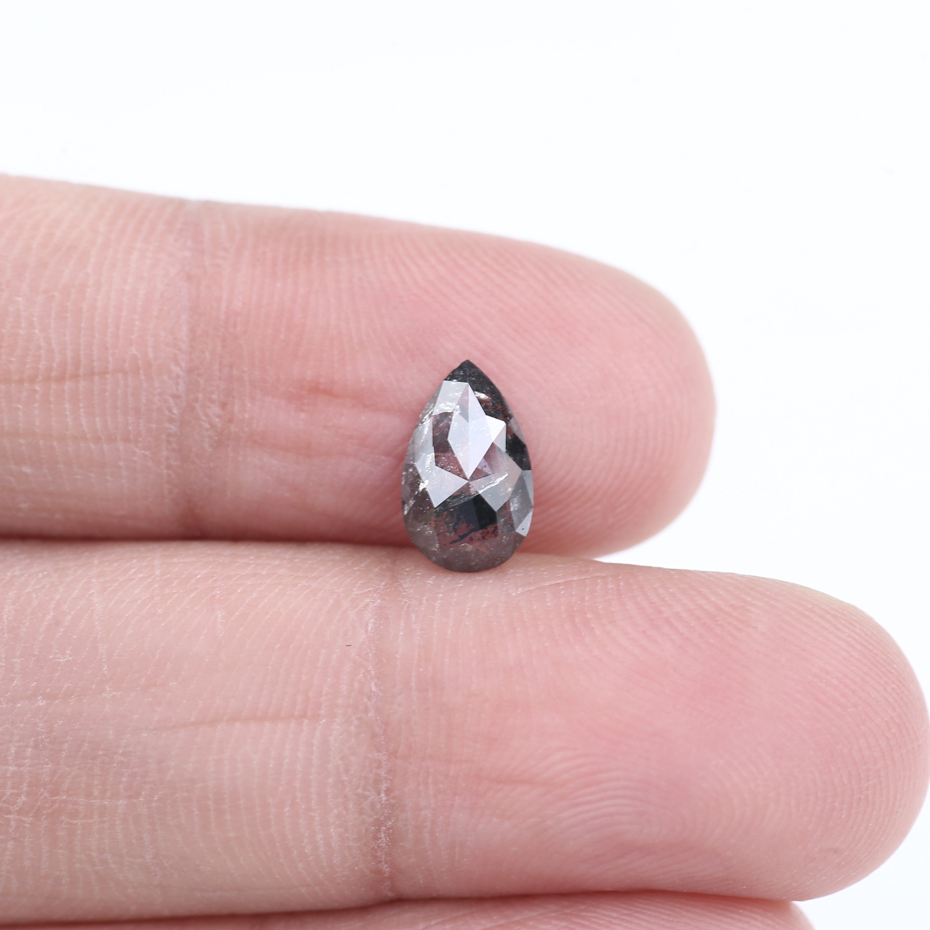 0.87 Carat Natural Grey Pear Cut Loose Salt And Pepper Diamond 8.86 MM
