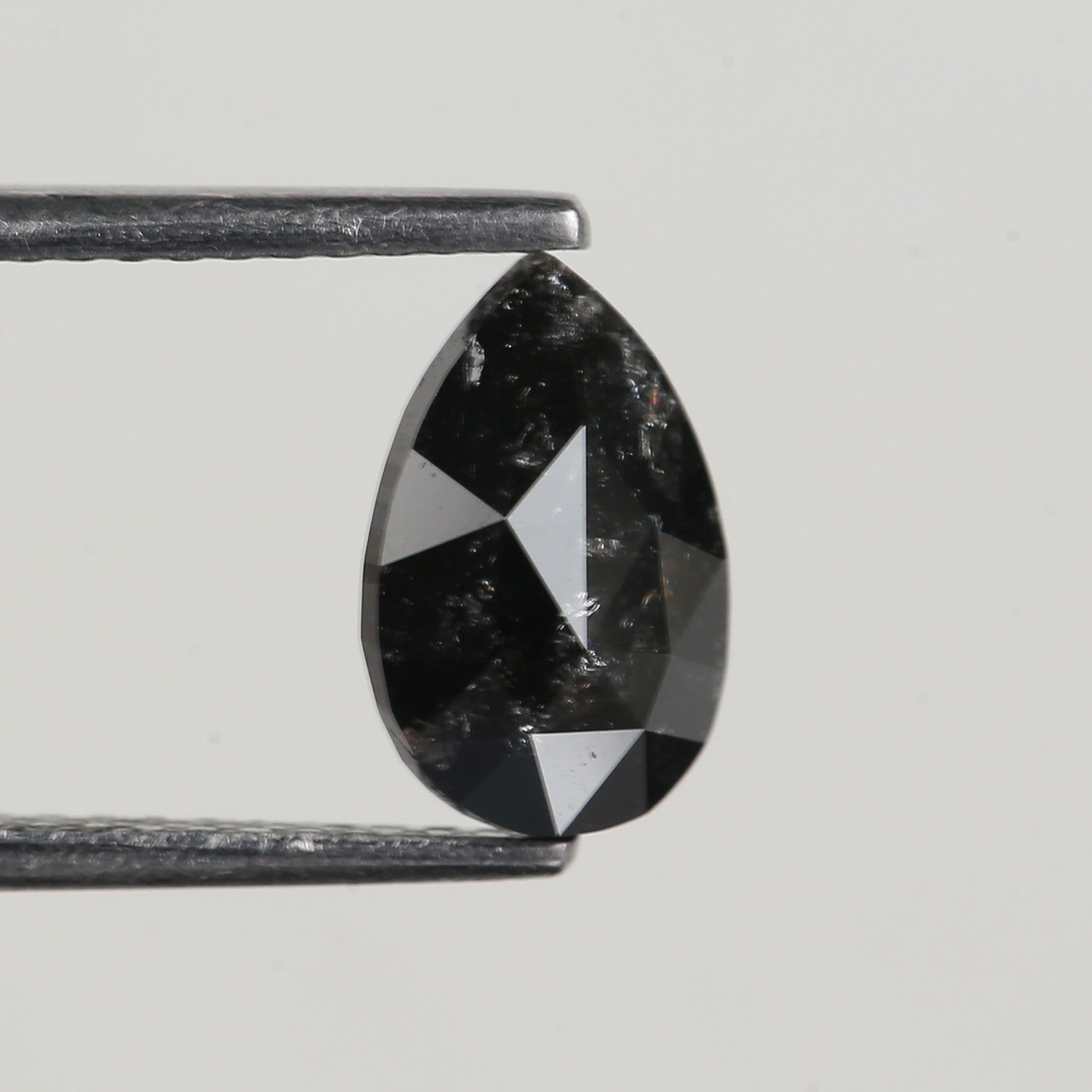 1.33 Carat Natural Black Pear Salt and Pepper Diamond 8.90 MM