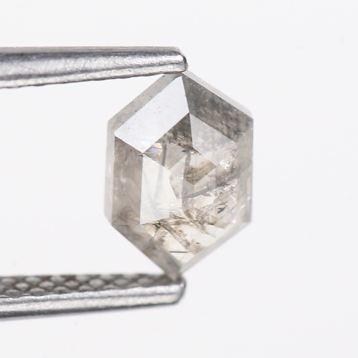 0.73 Carat Natural Gray Hexagon Cut Salt And Pepper Diamond 7.38 MM