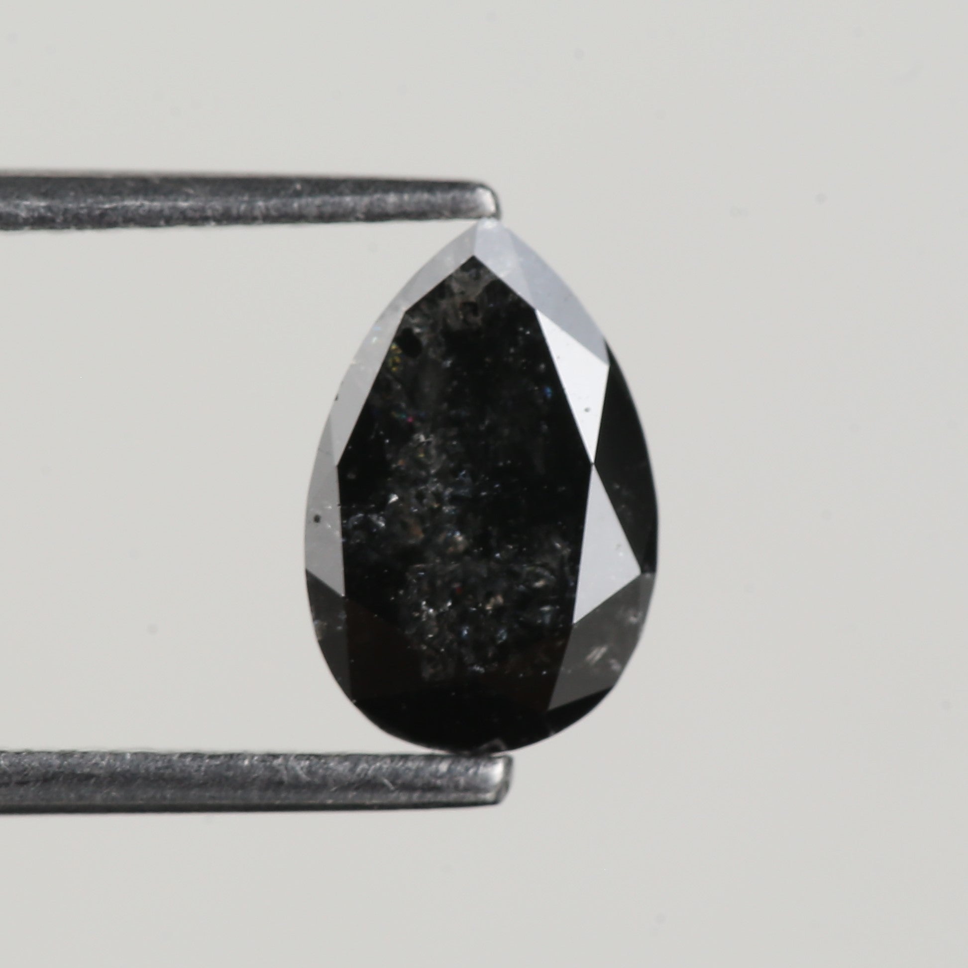 1.33 Carat Natural Black Pear Salt and Pepper Diamond 8.90 MM