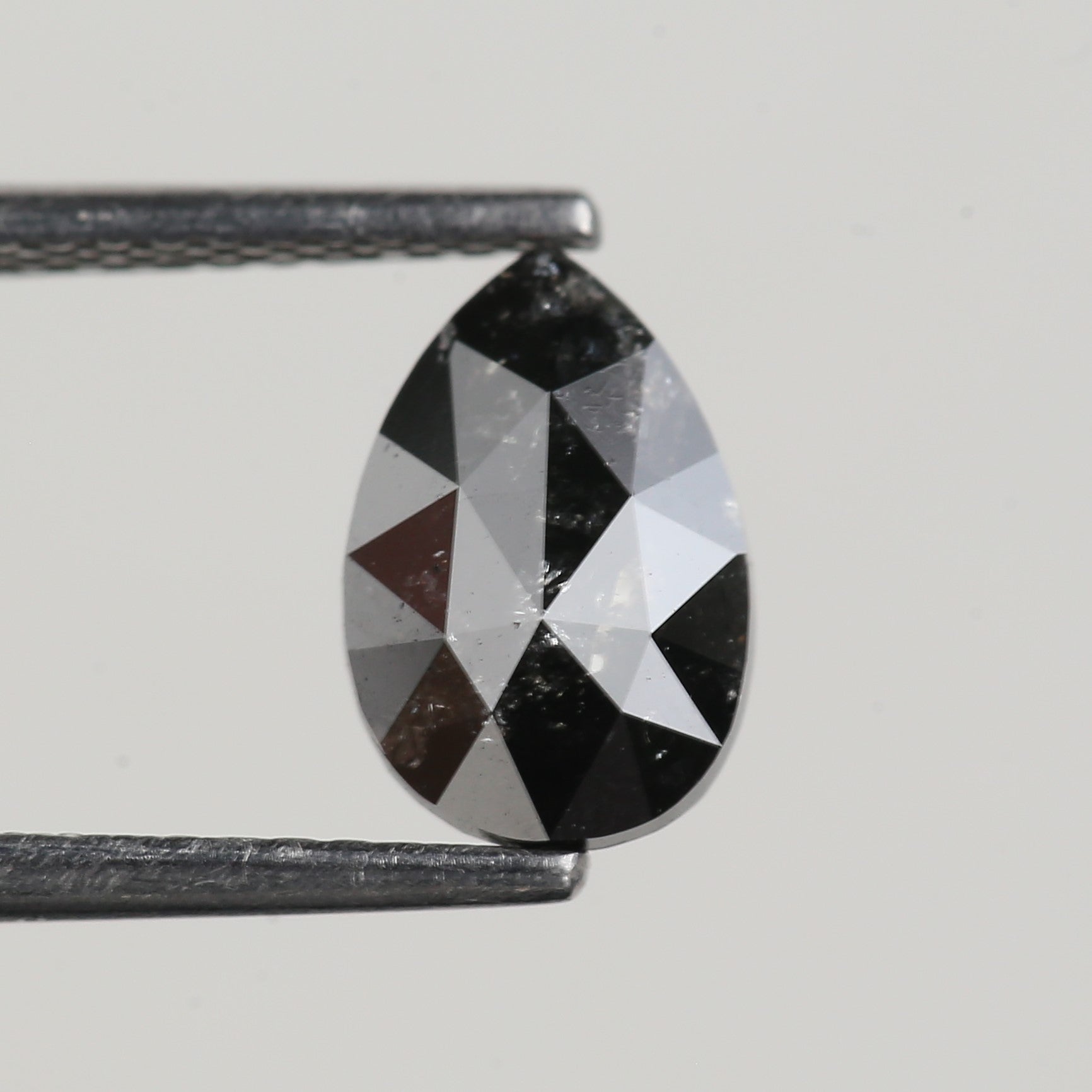1.33 Carat Natural Black Pear Salt and Pepper Diamond 8.90 MM