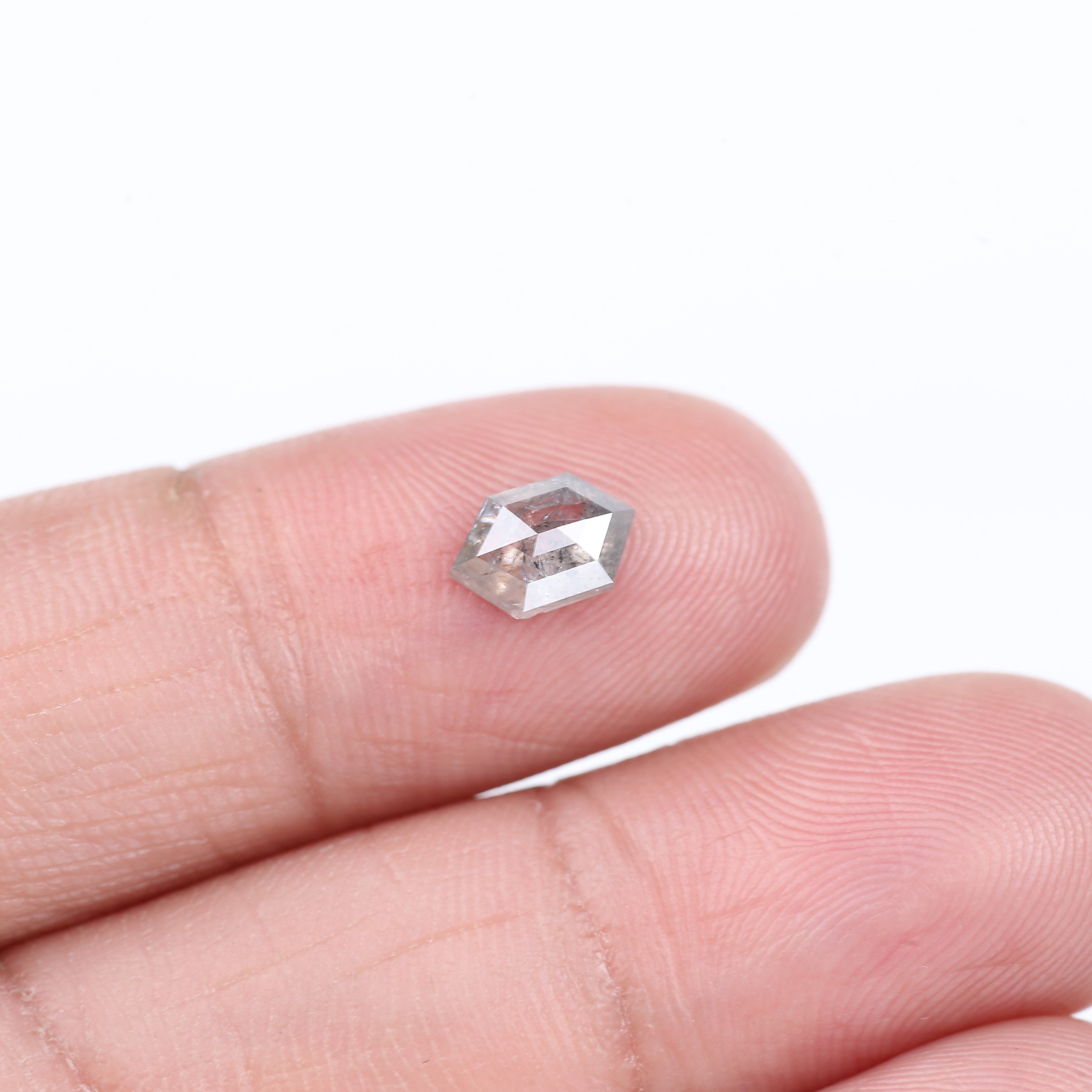 0.73 Carat Natural Gray Hexagon Cut Salt And Pepper Diamond 7.38 MM