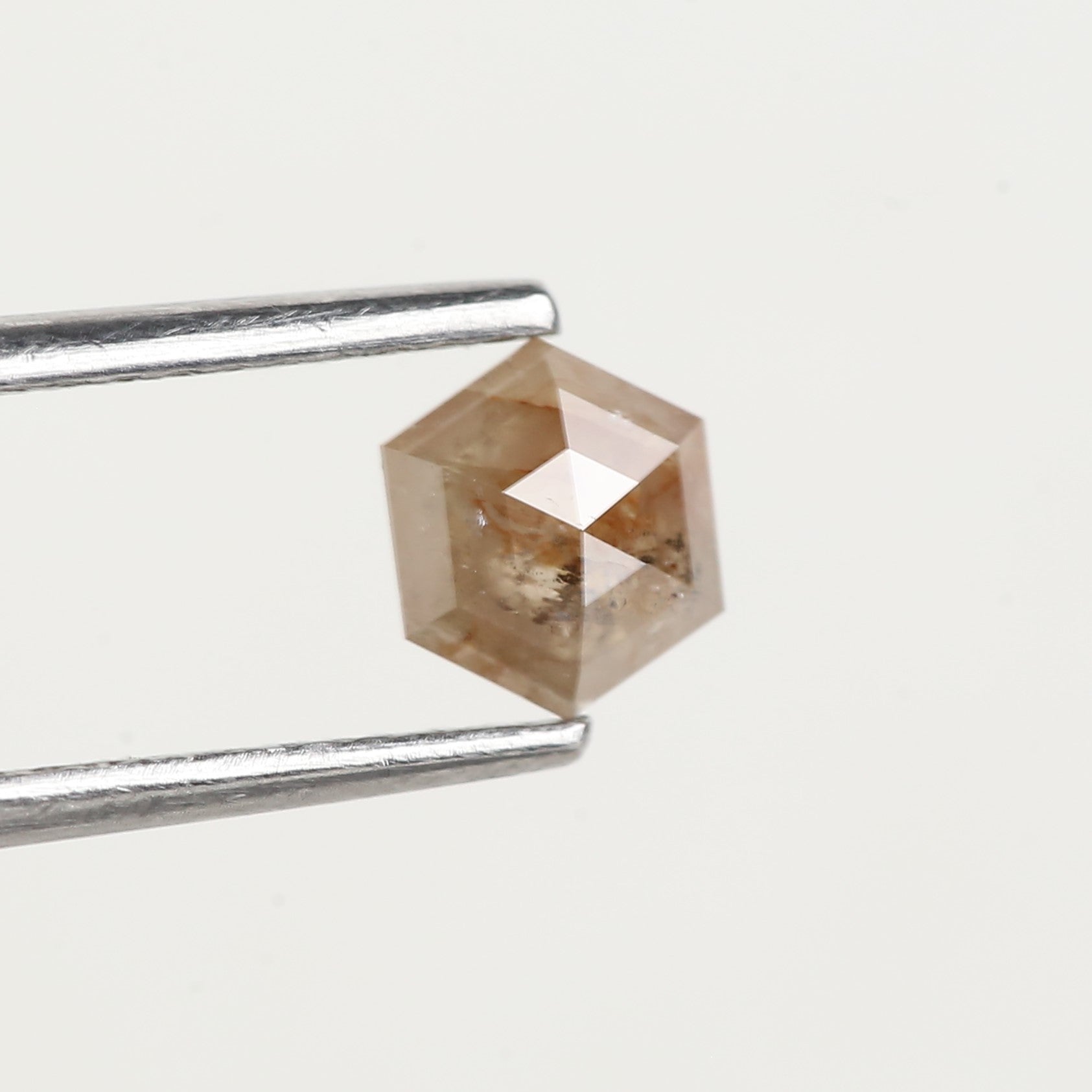 0.47 Carat Natural Hexagon Peach Salt and Pepper Diamond 4.80 MM