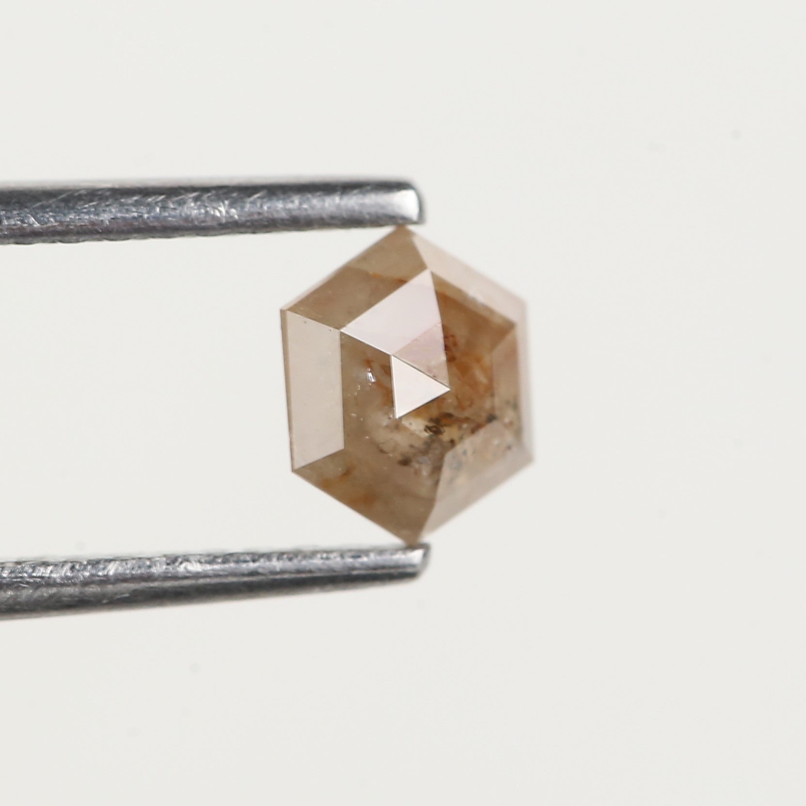 0.47 Carat Natural Hexagon Peach Salt and Pepper Diamond 4.80 MM