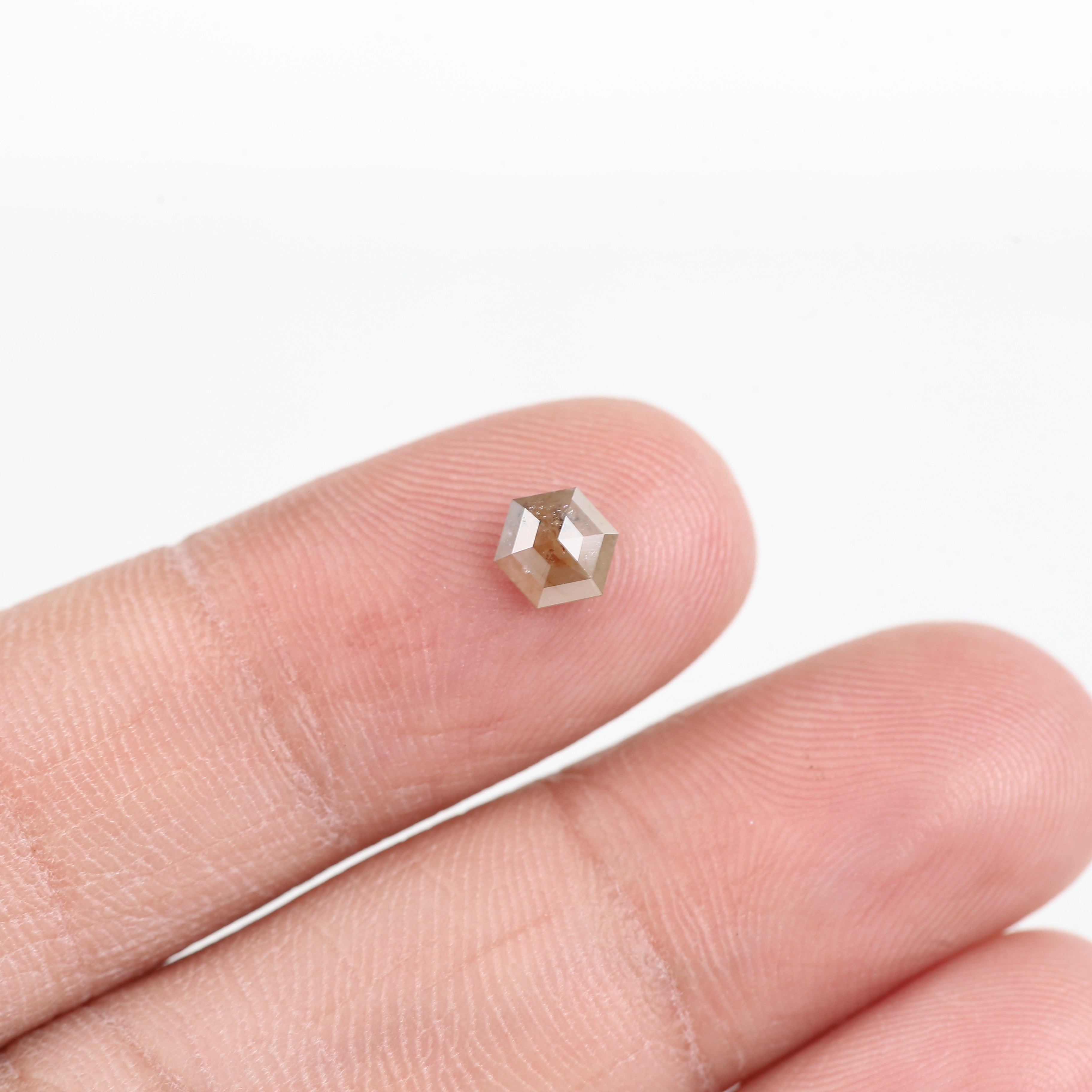 0.47 Carat Natural Hexagon Peach Salt and Pepper Diamond 4.80 MM