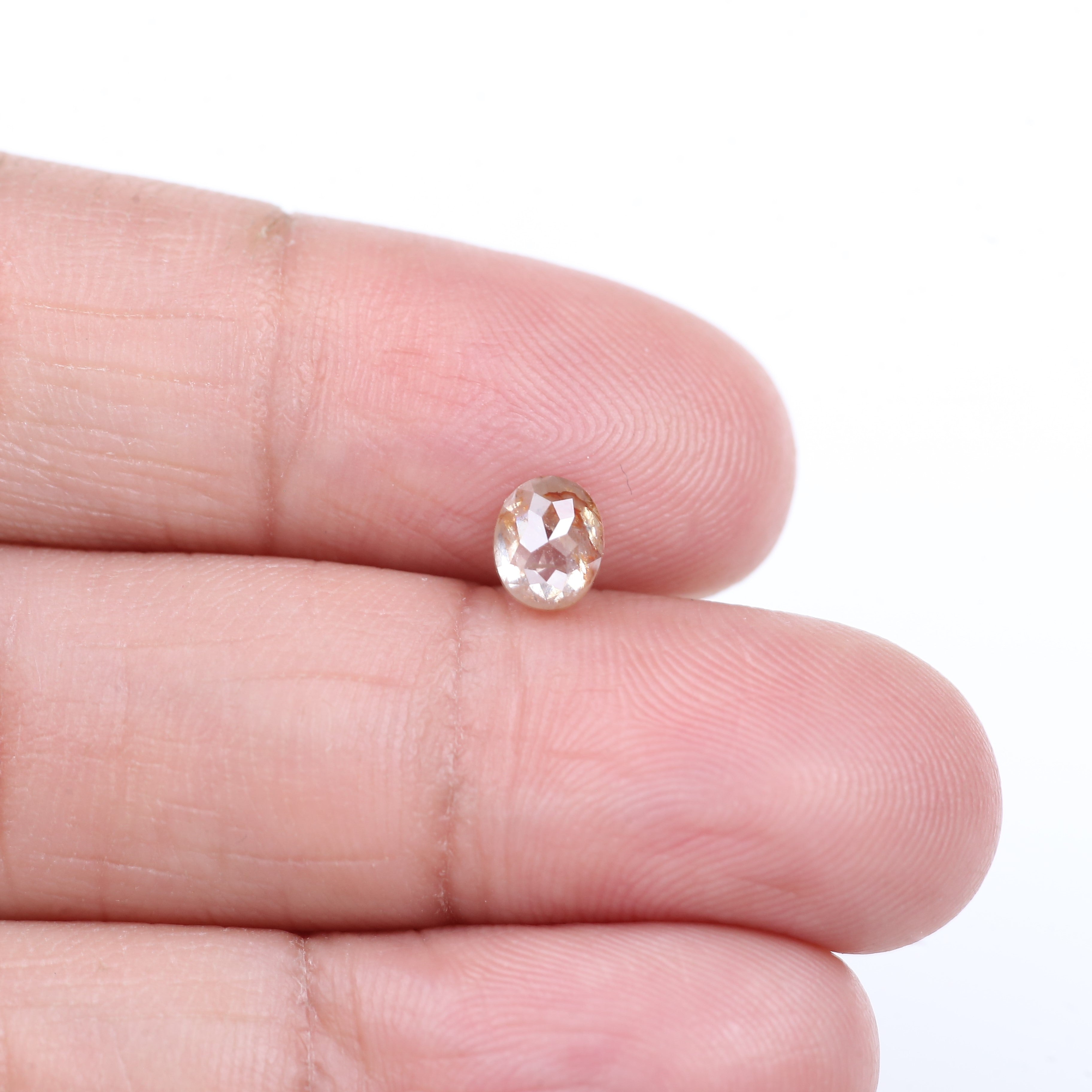 0.69 Carat Natural Orange Salt Pepper Oval Rosecut Diamond 5.62 MM