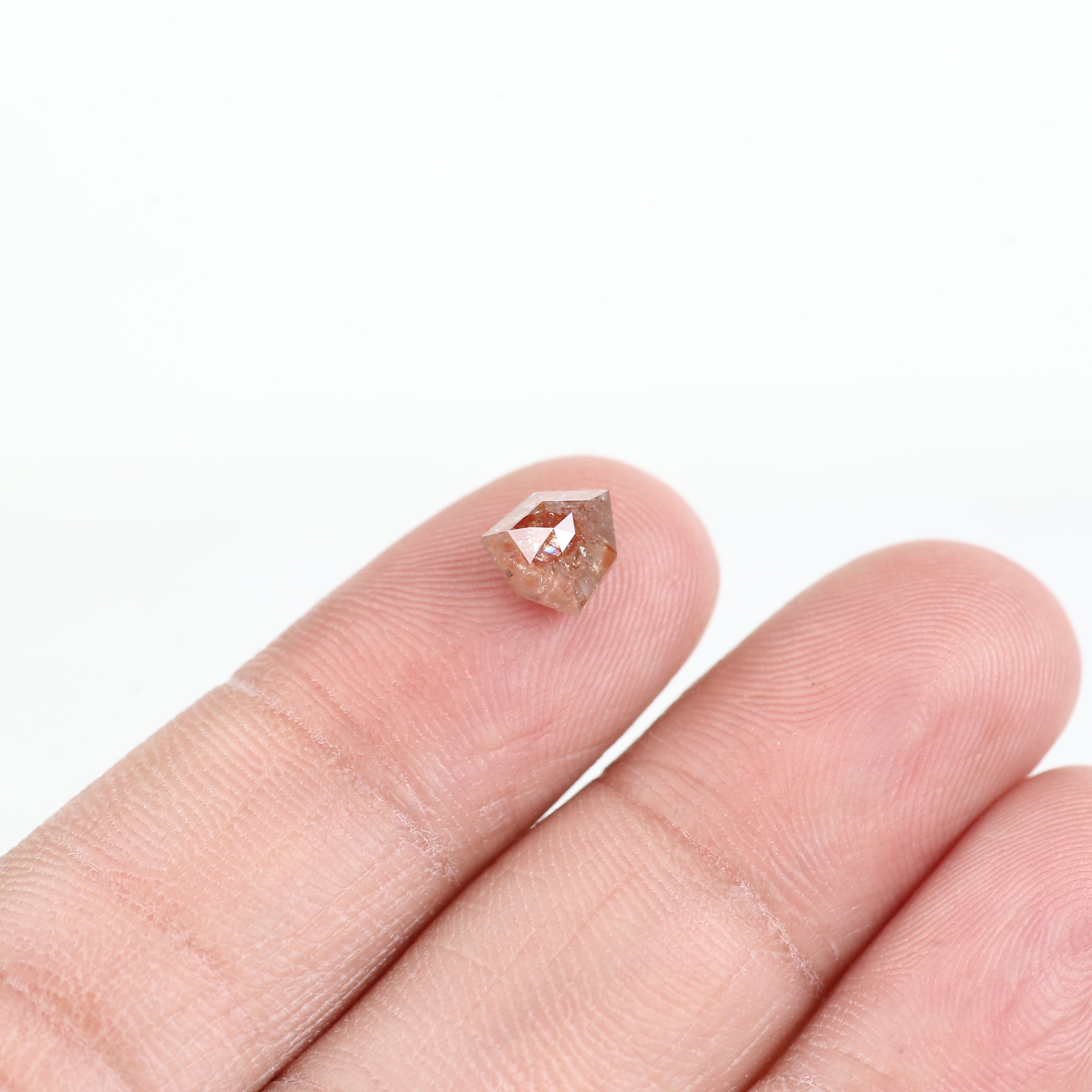 1.25 Carat Natural Shield Orange Red Salt and Pepper Diamond 7 MM