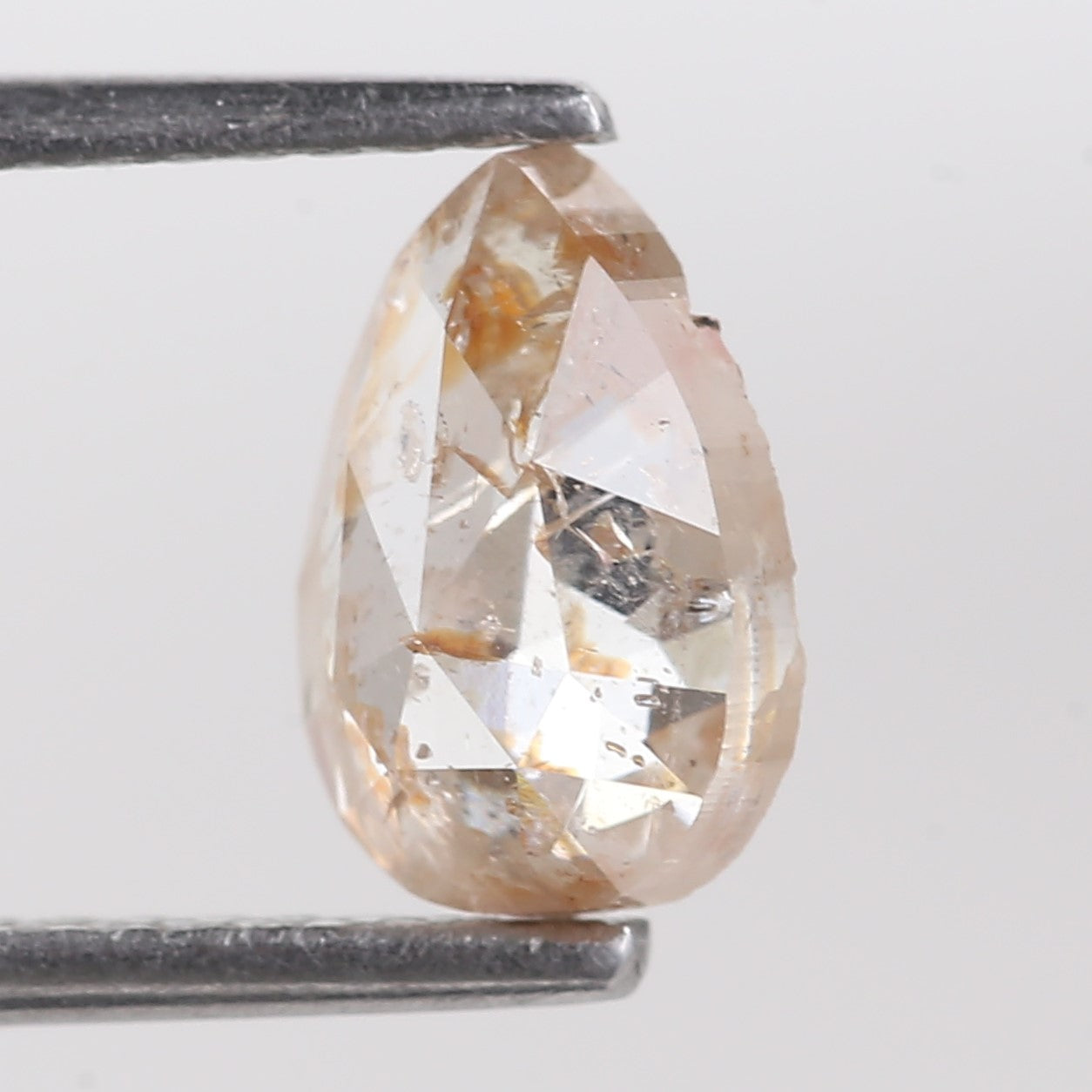 1.29 Carat Natural Orange Pear Salt And Pepper Loose Diamond 8.25 MM