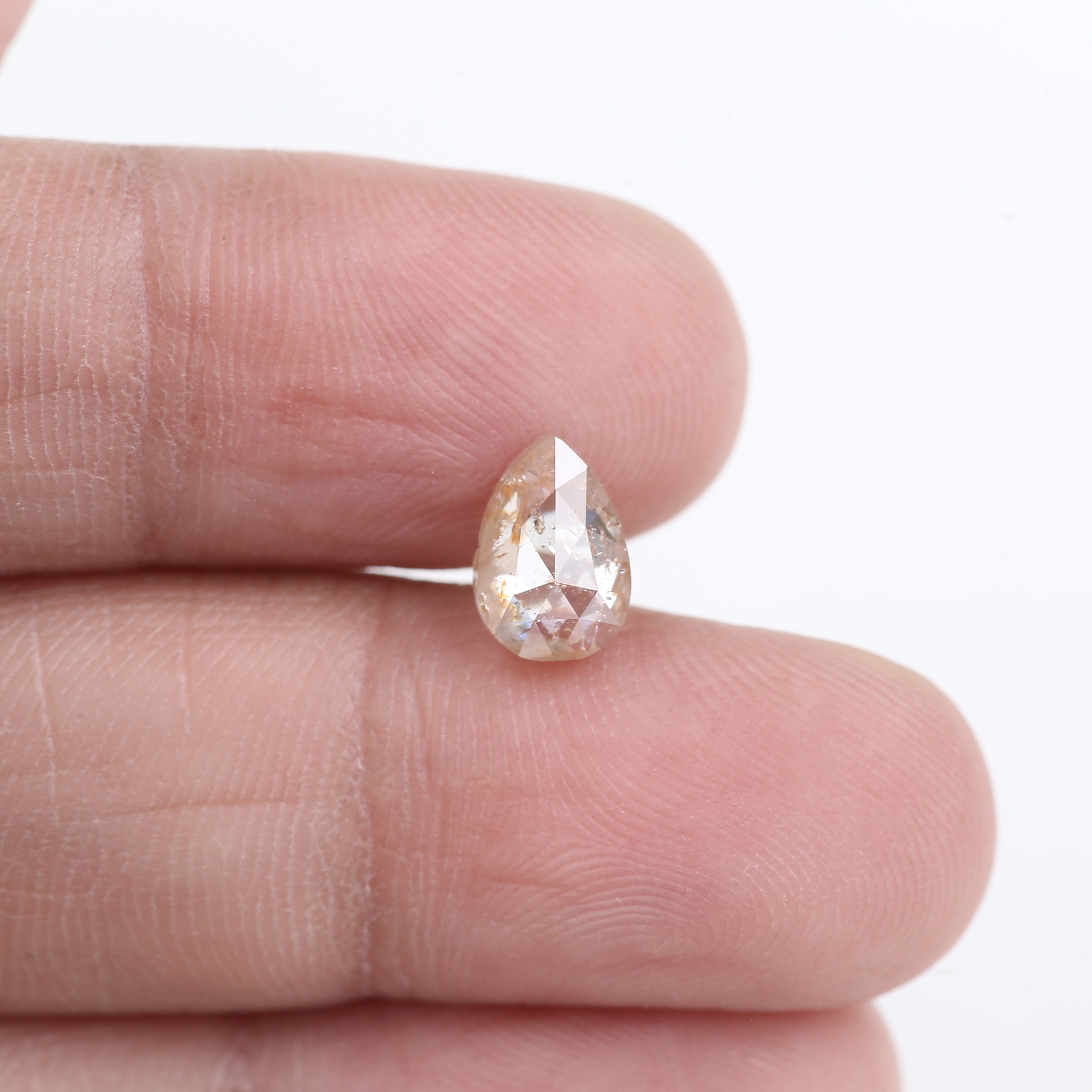 1.29 Carat Natural Orange Pear Salt And Pepper Loose Diamond 8.25 MM