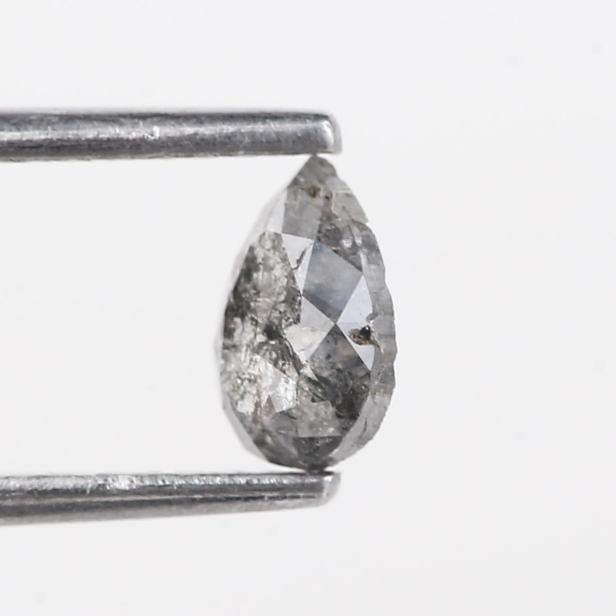 0.42 Carat Natural Gray Salt And Pepper Pear Cut Diamond 6.14 MM