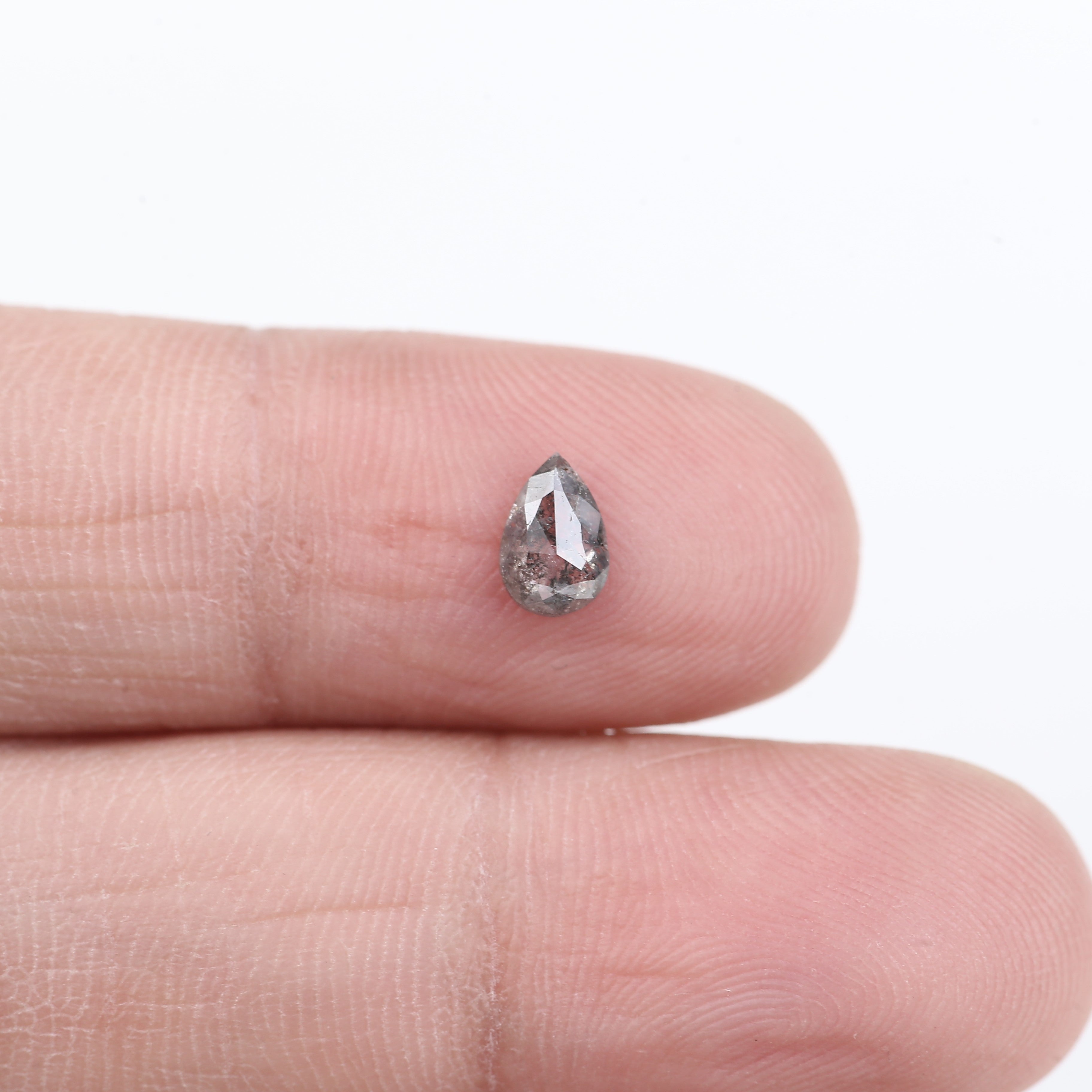 0.42 Carat Natural Gray Salt And Pepper Pear Cut Diamond 6.14 MM