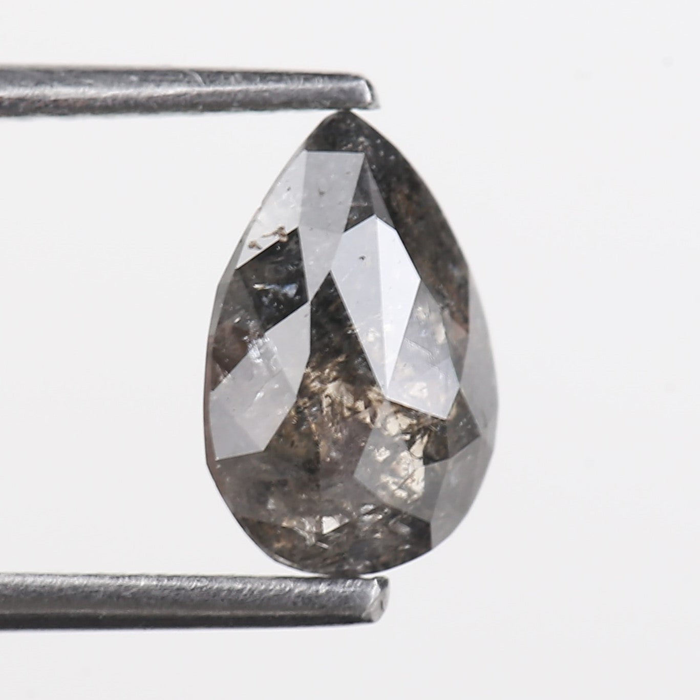 1.22 Carat Natural Salt And Pepper Diamond Grey Pear Cut Diamond 8.50 MM