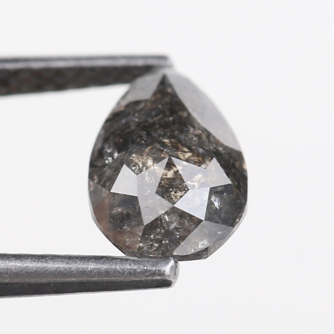 1.22 Carat Natural Salt And Pepper Diamond Grey Pear Cut Diamond 8.50 MM