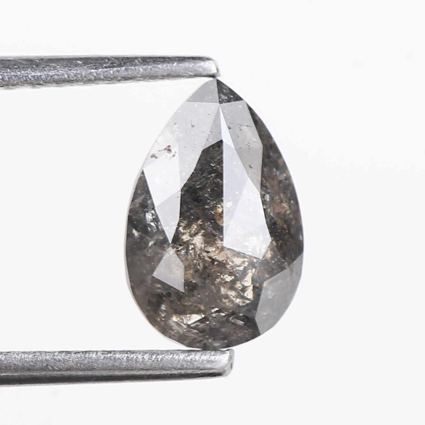 1.22 Carat Natural Salt And Pepper Diamond Grey Pear Cut Diamond 8.50 MM