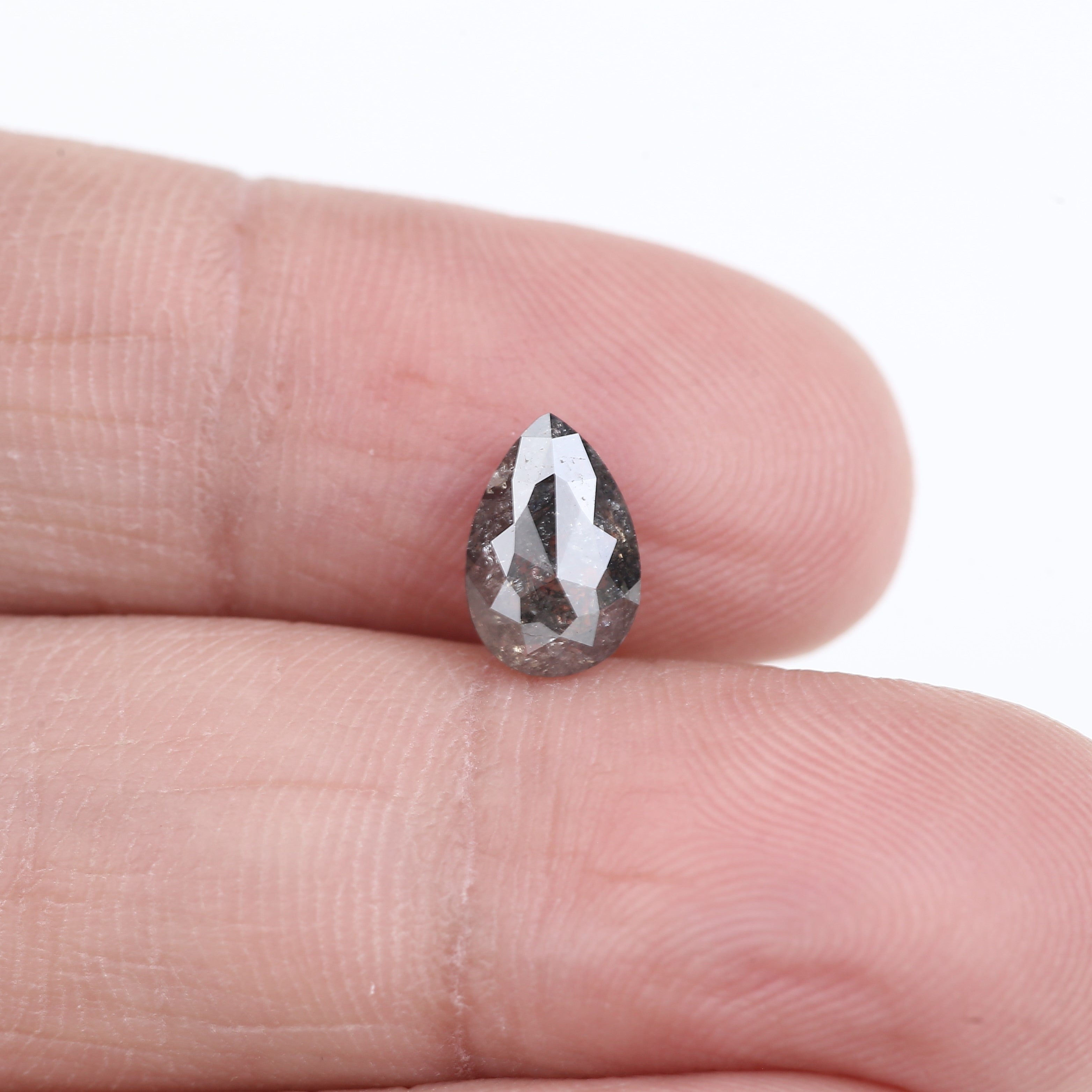 1.22 Carat Natural Salt And Pepper Diamond Grey Pear Cut Diamond 8.50 MM