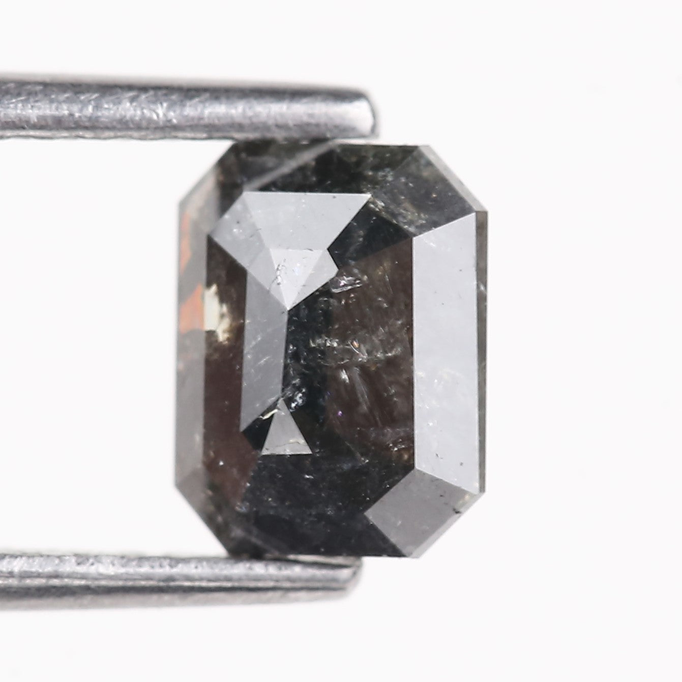 0.93 Carat Natural Black Emerald Cut Salt And Pepper Diamond 6.63 MM
