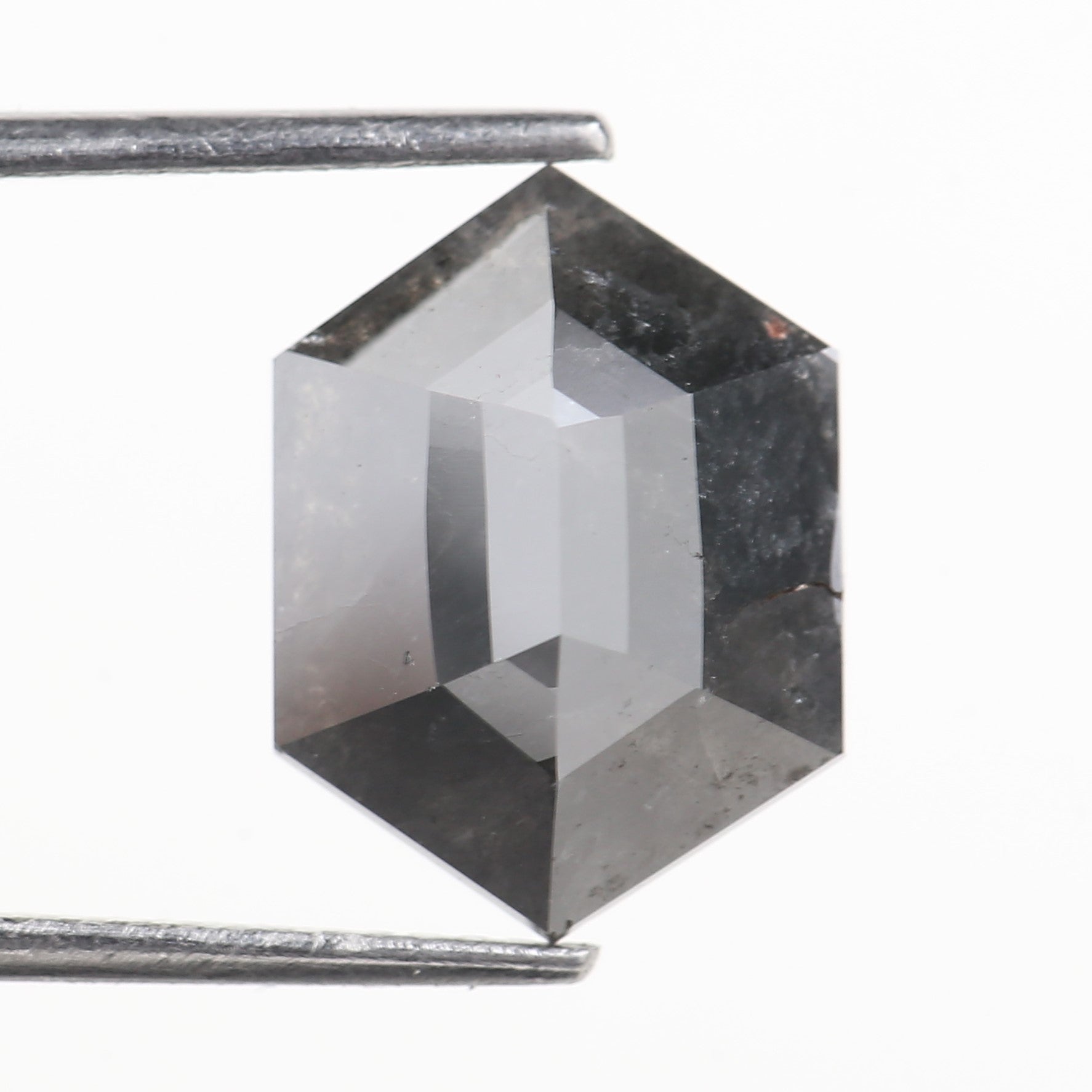 5 Carat Natural Gray Salt And Pepper Hexagon Cut Diamond 13.27 MM