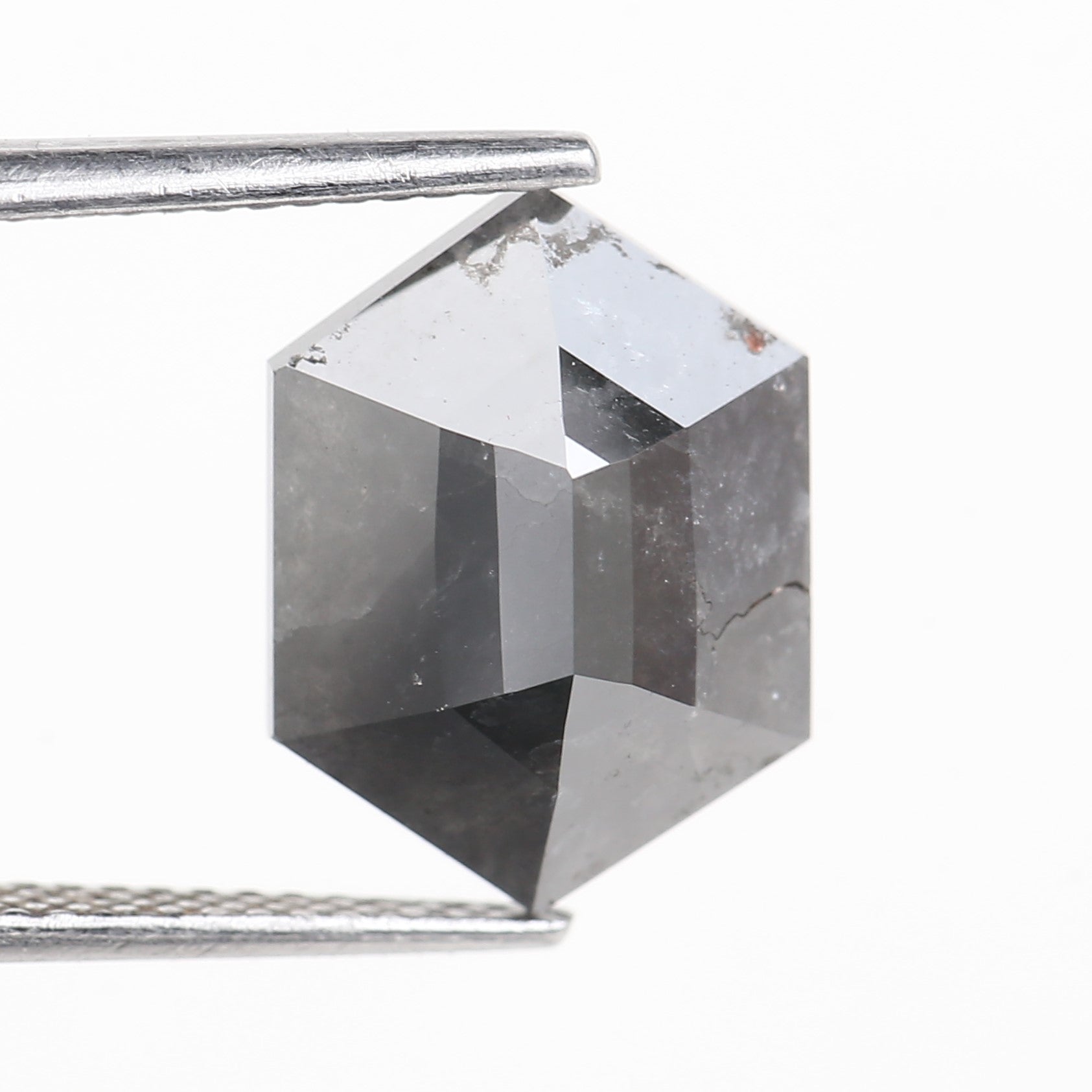 5 Carat Natural Gray Salt And Pepper Hexagon Cut Diamond 13.27 MM