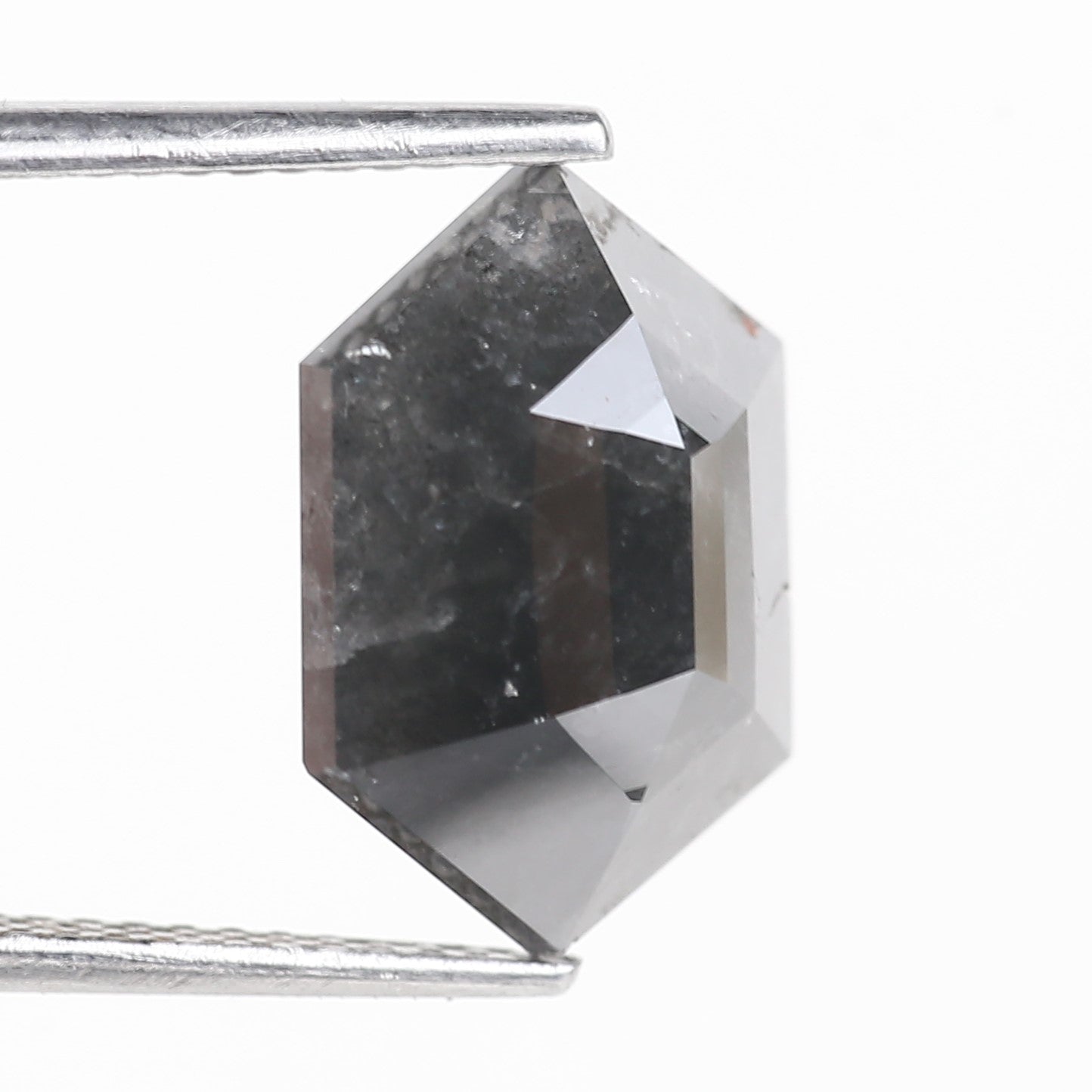 5 Carat Natural Gray Salt And Pepper Hexagon Cut Diamond 13.27 MM