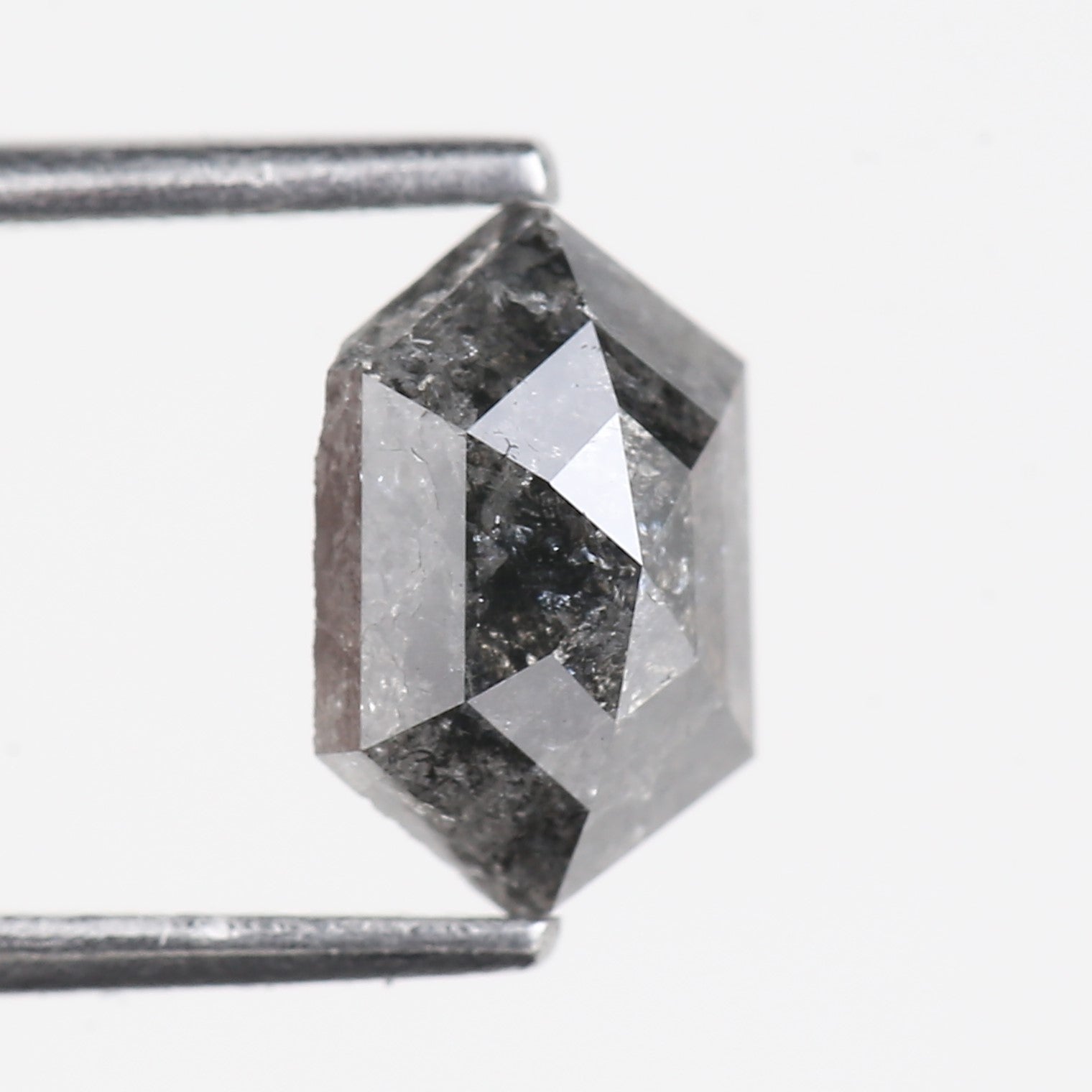 1.41 Carat Hexagon Salt And Pepper Diamond For Hex Ring 8.83 MM