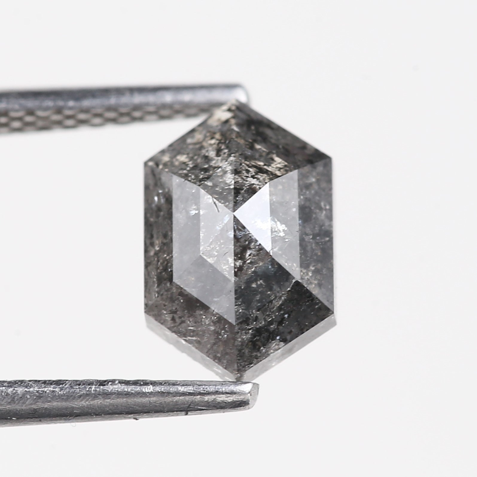 1.41 Carat Hexagon Salt And Pepper Diamond For Hex Ring 8.83 MM