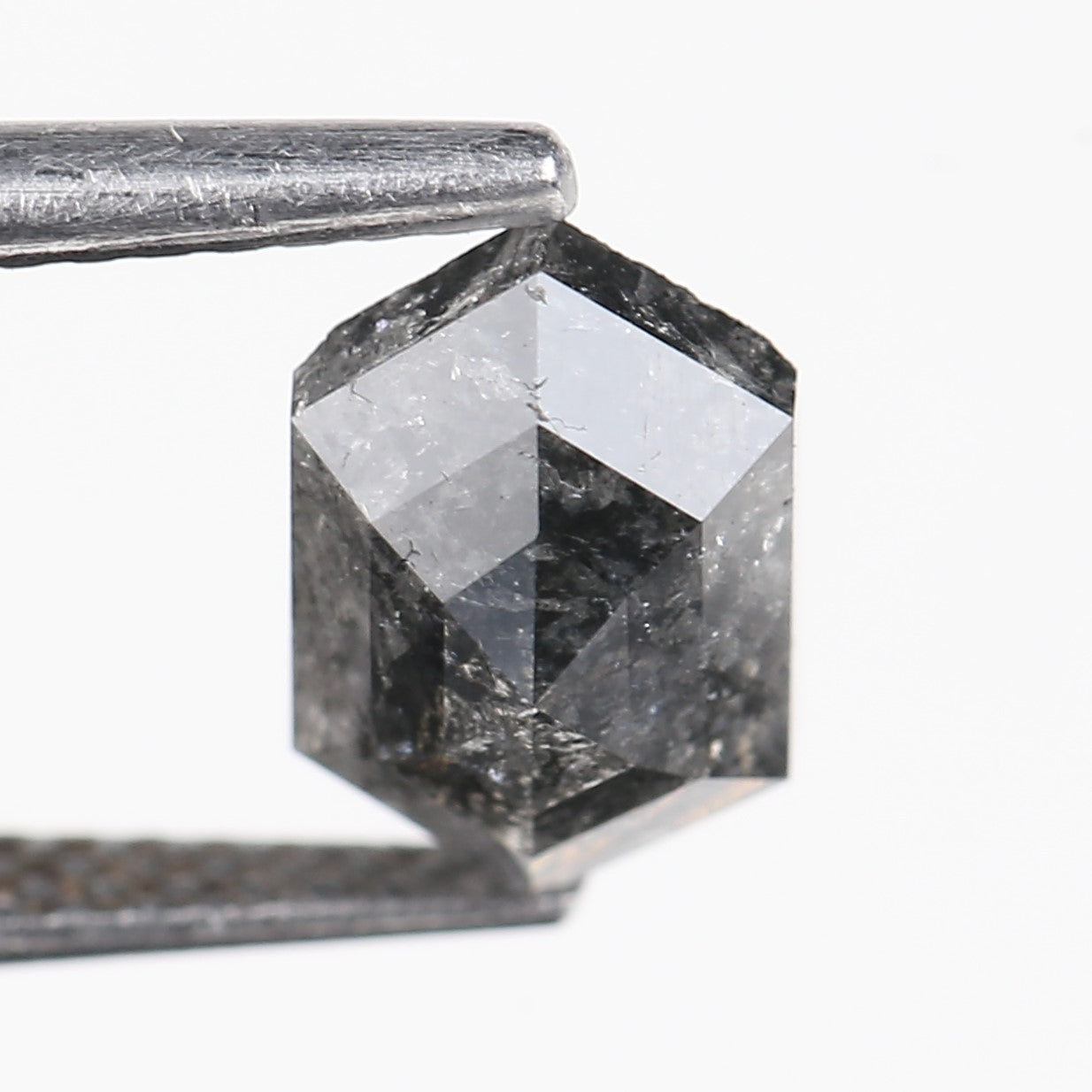 1.41 Carat Hexagon Salt And Pepper Diamond For Hex Ring 8.83 MM