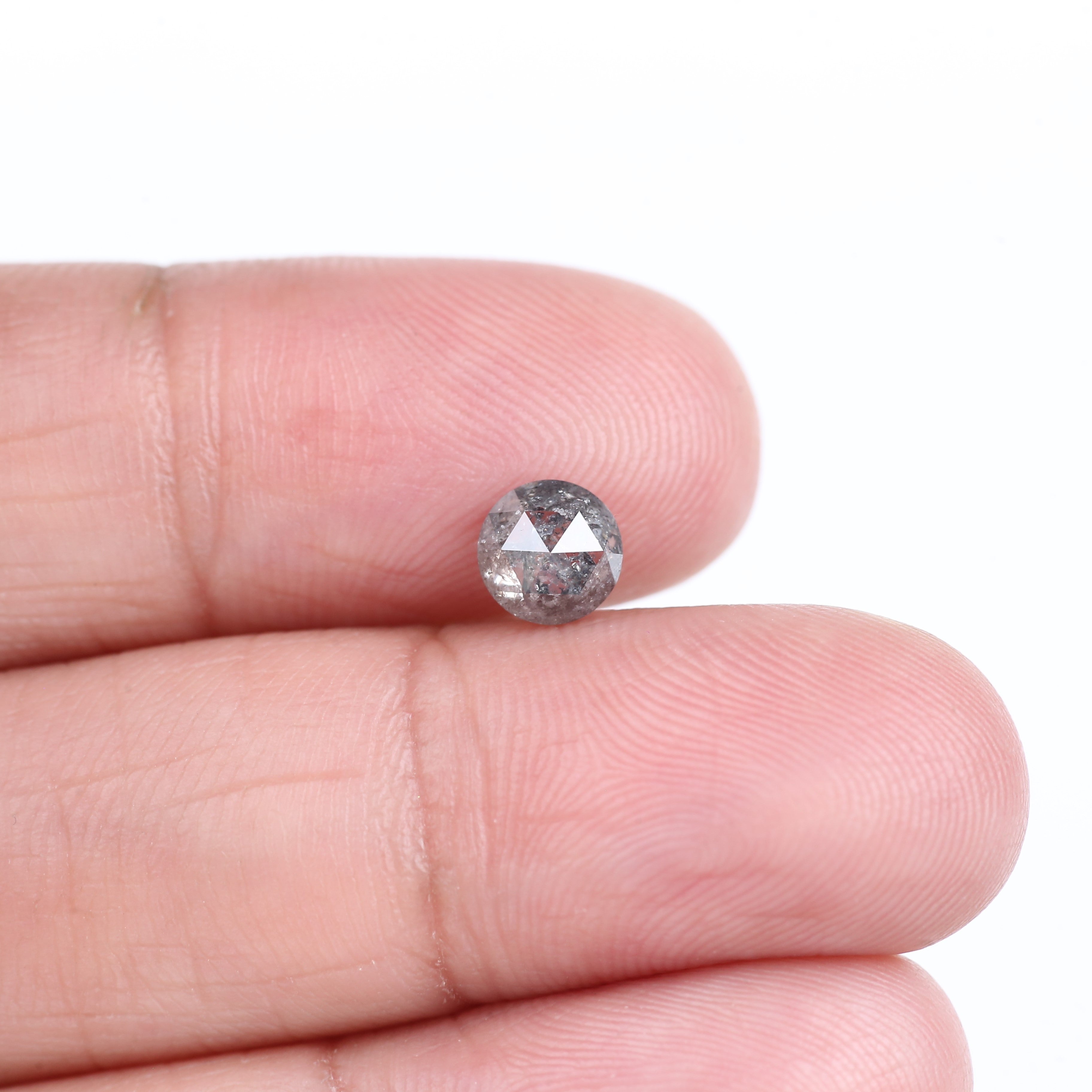 0.83 Carat Natural Gray Rose Cut Salt And Pepper Diamond 5.60 MM