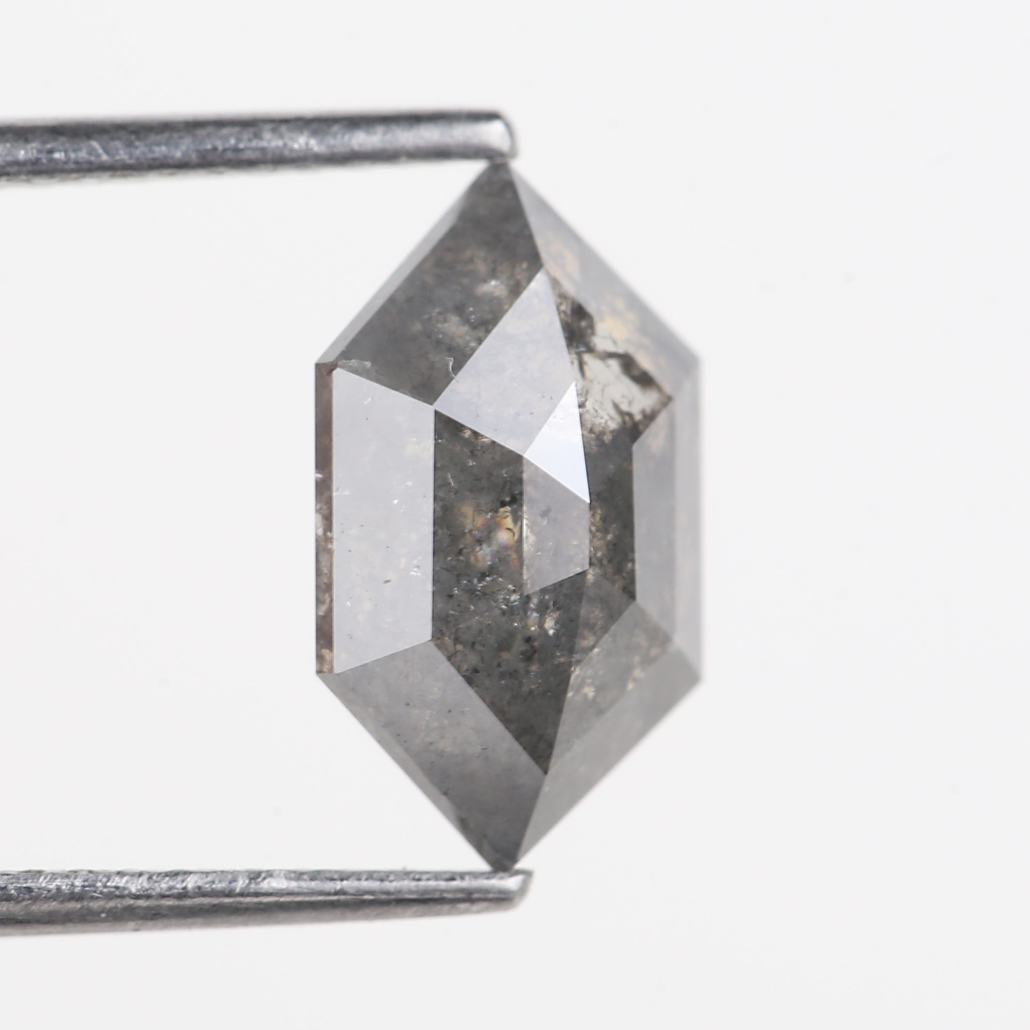 2.56 Carat Natural Salt Pepper Hexagon Cut Grey Diamond 11.60 MM