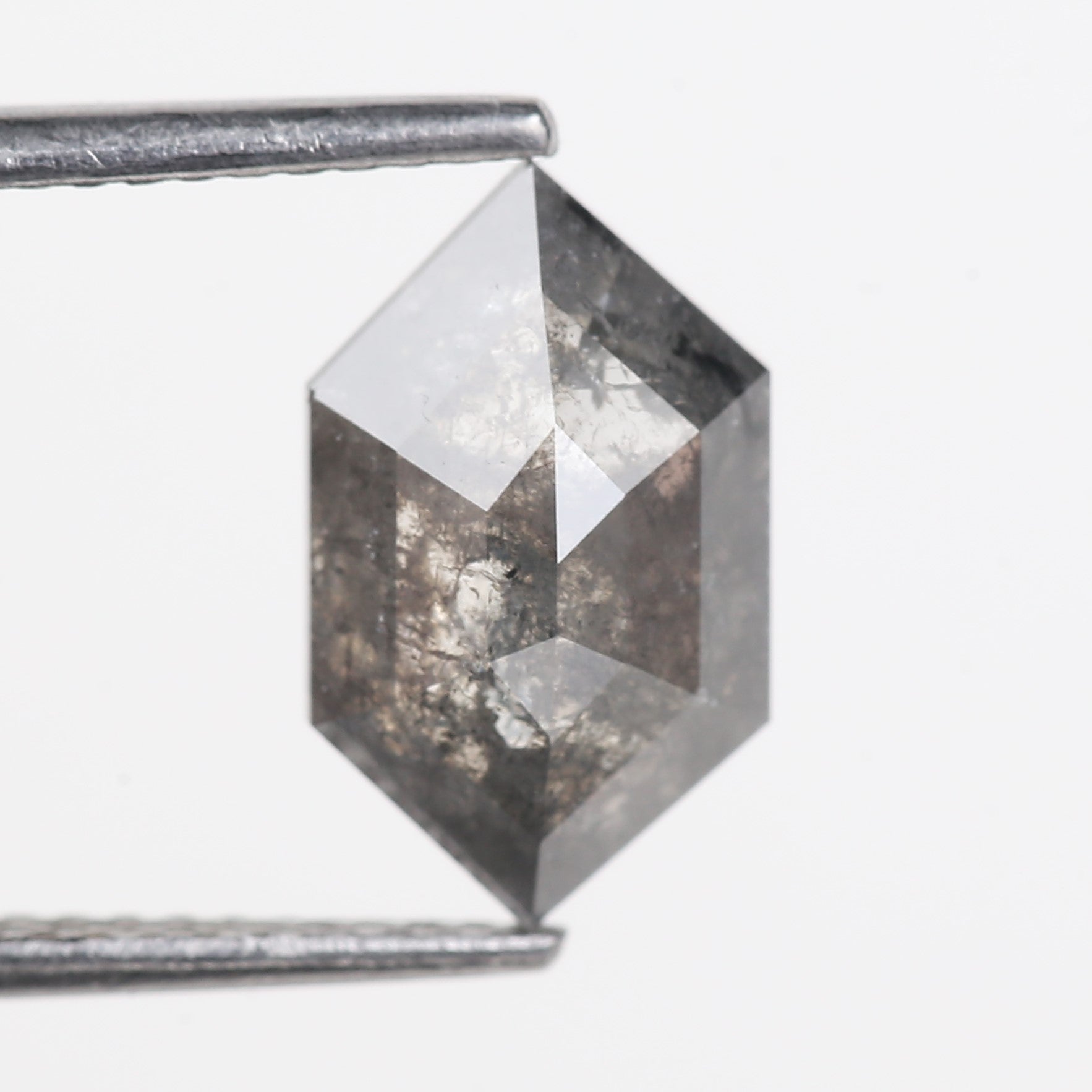 2.56 Carat Natural Salt Pepper Hexagon Cut Grey Diamond 11.60 MM