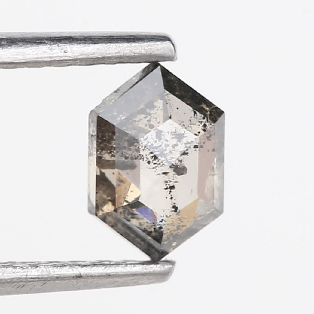 0.50 Carat Natural Hexagon Salt and Pepper Diamond 6.17 MM