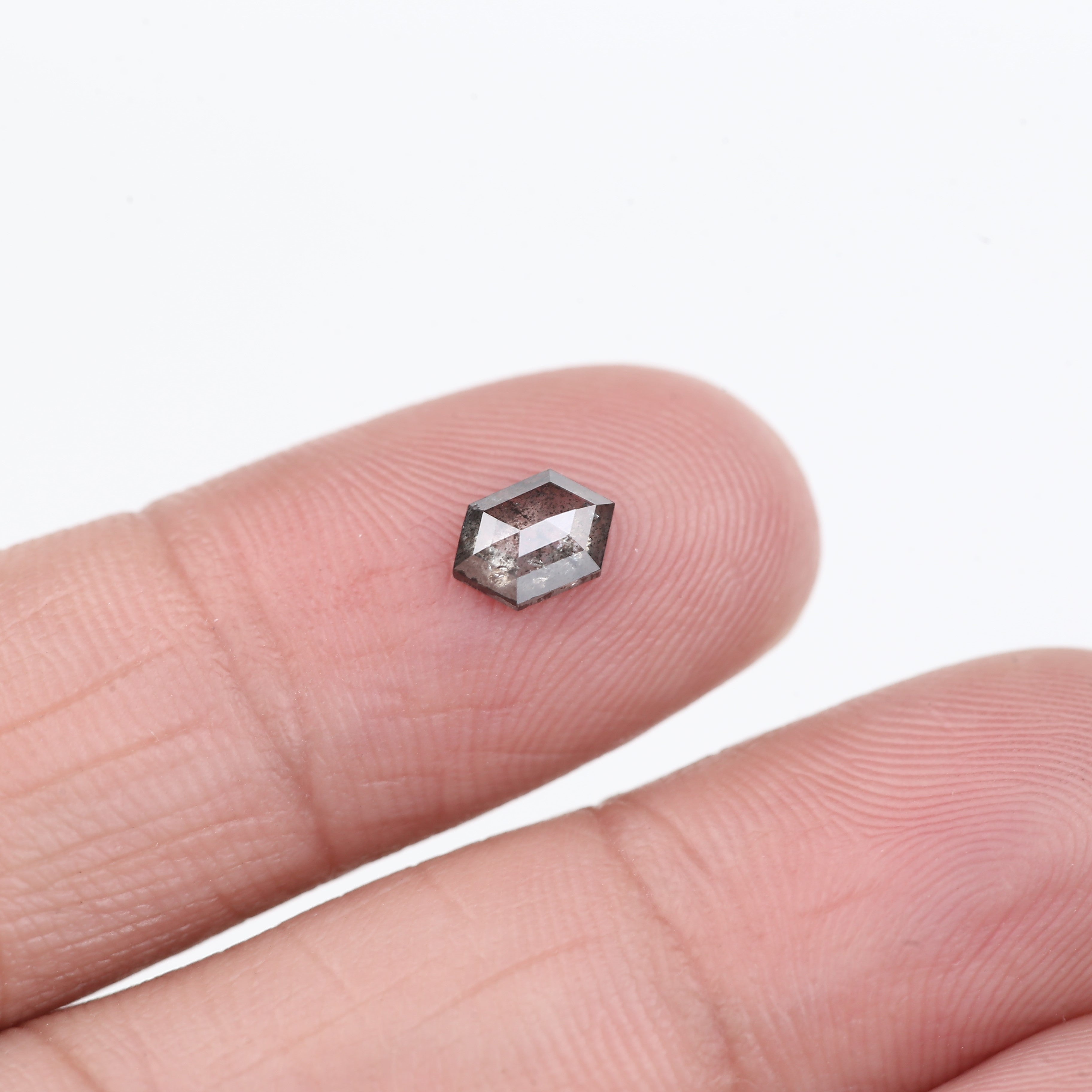 0.47 Carat Natural Salt And Pepper Hexagon Diamond Cut 6.35 MM