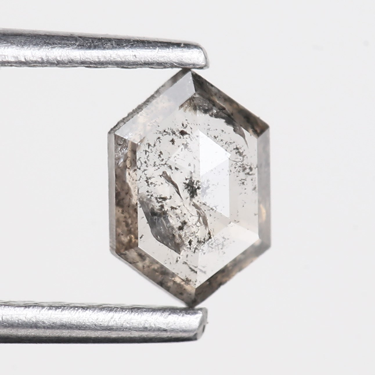 0.38 Carat Clear Salt and Pepper Diamond Hexagon 6.17 MM