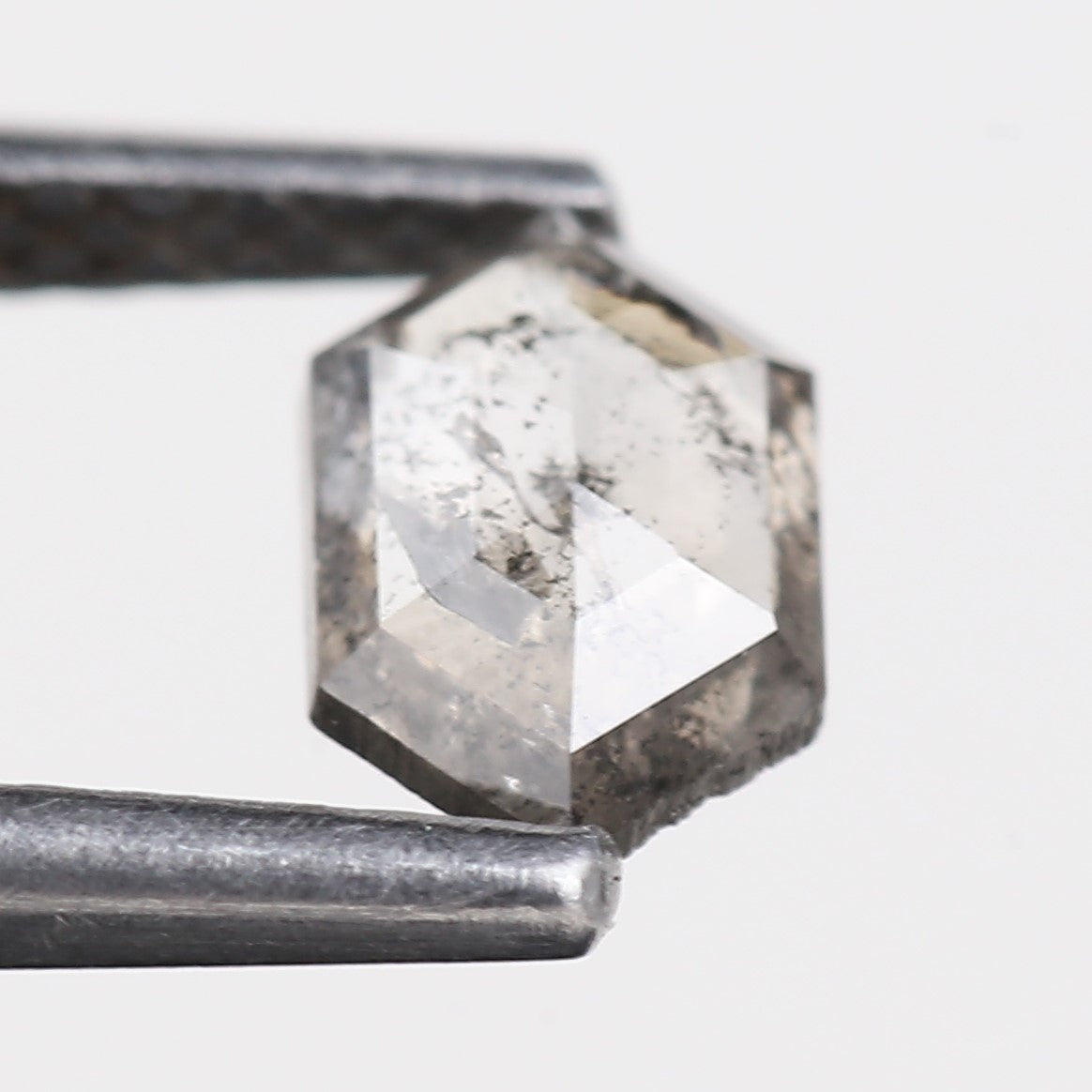 0.38 Carat Clear Salt and Pepper Diamond Hexagon 6.17 MM