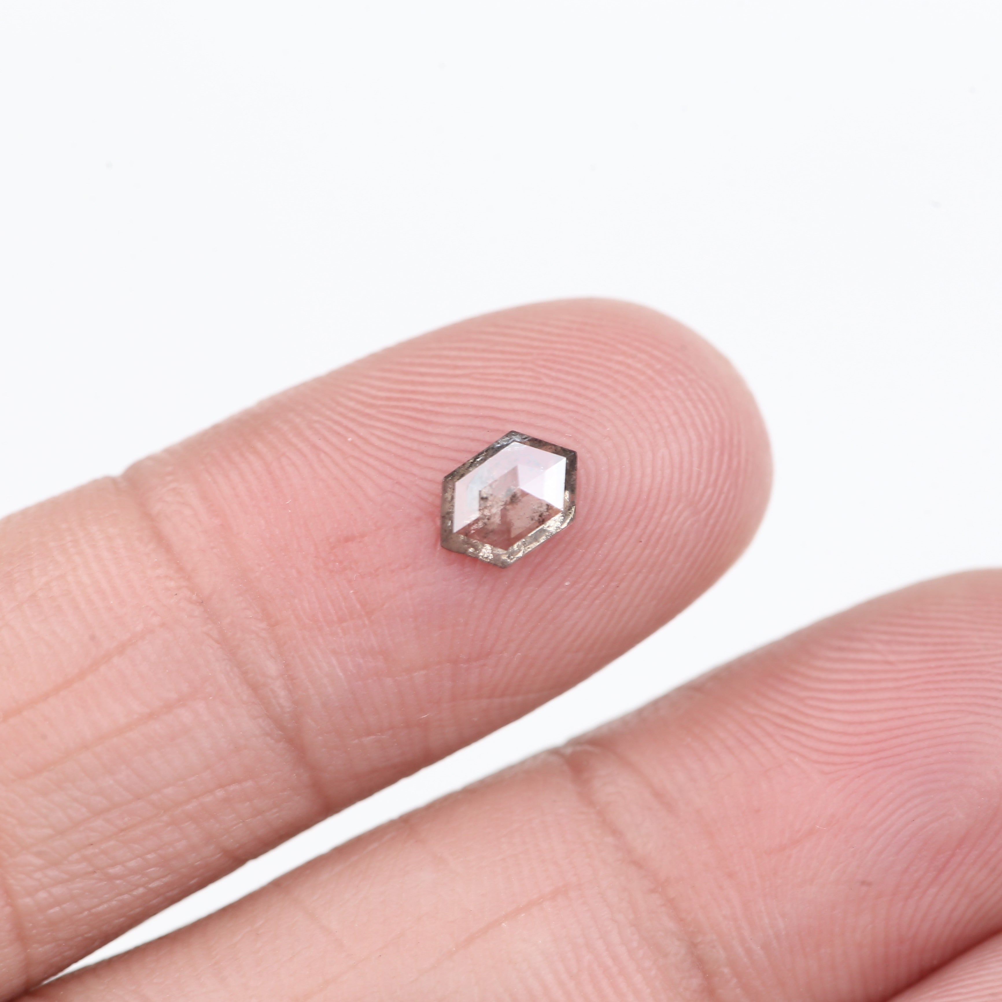 0.38 Carat Clear Salt and Pepper Diamond Hexagon 6.17 MM