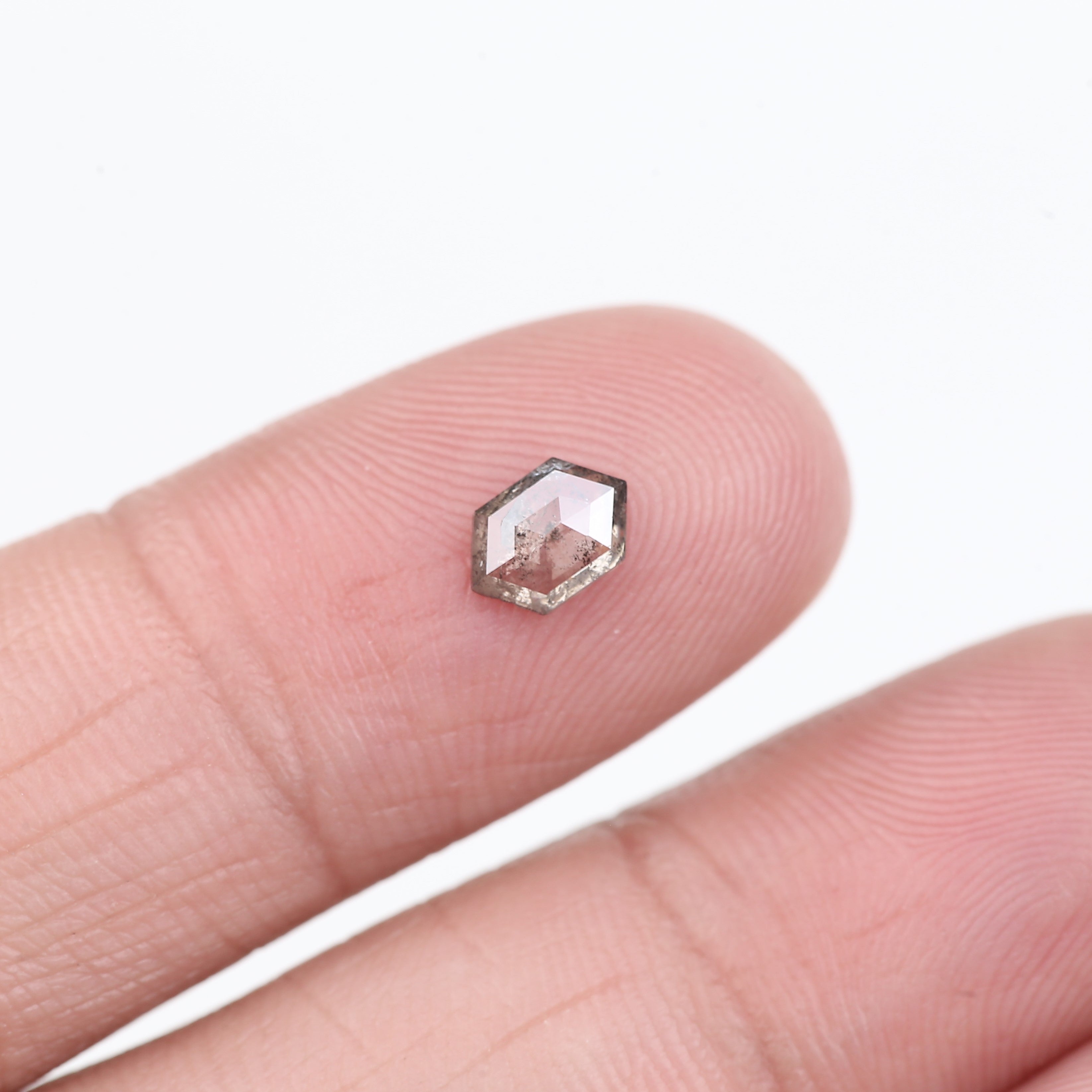 0.38 Carat Clear Salt and Pepper Diamond Hexagon 6.17 MM