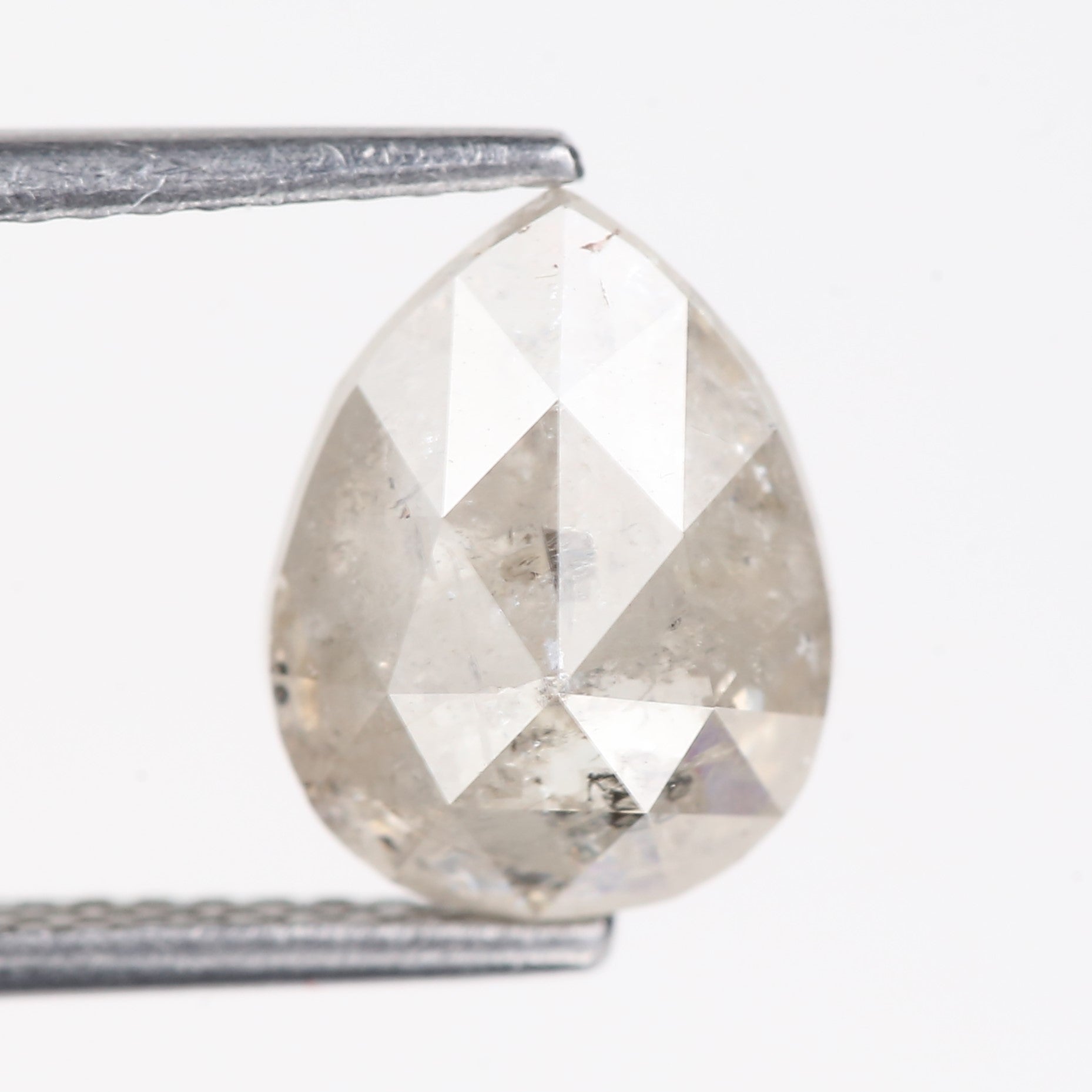 3.01 Carat Natural Light Gray Pear Cut Salt And Pepper Diamond 9.88 MM