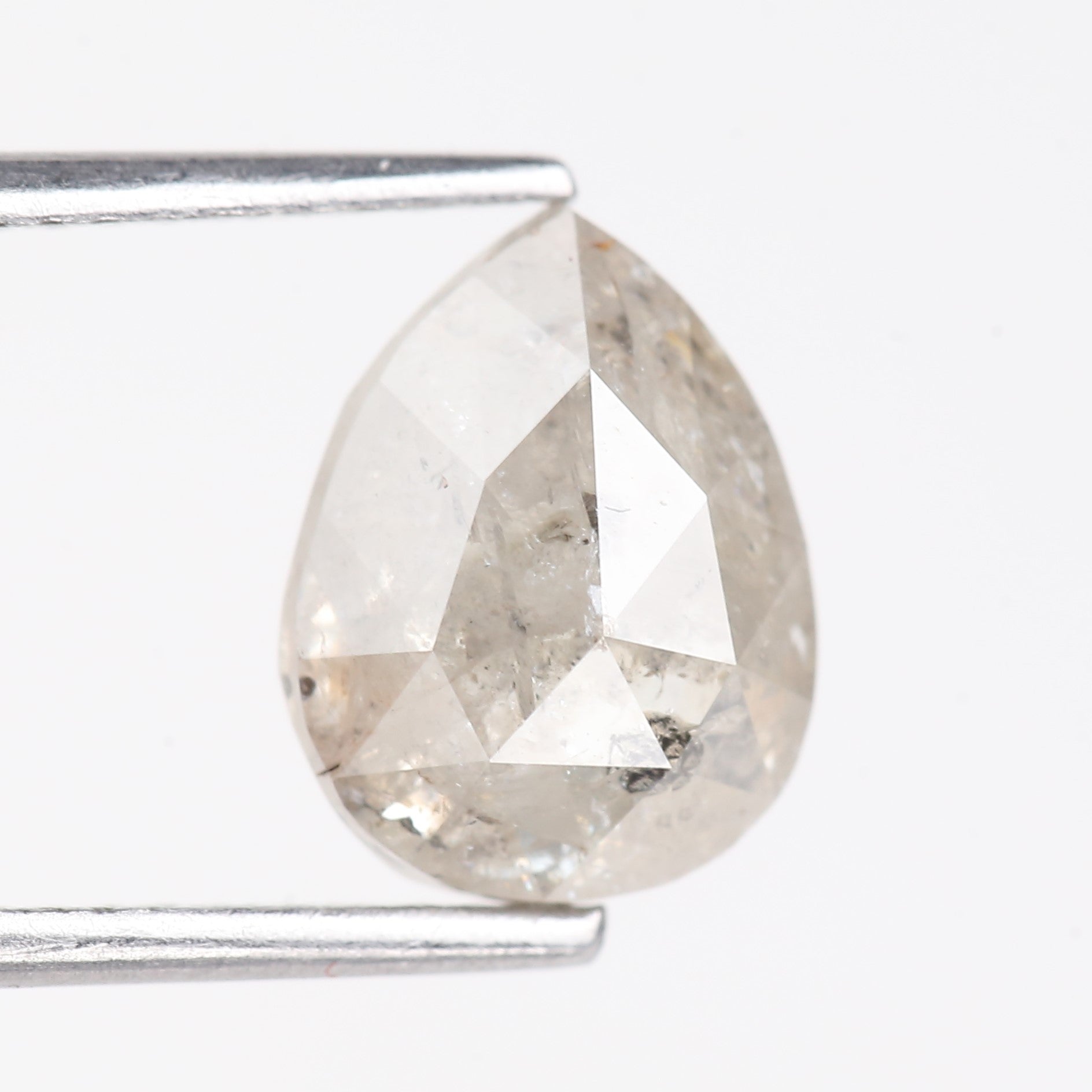 3.01 Carat Natural Light Gray Pear Cut Salt And Pepper Diamond 9.88 MM