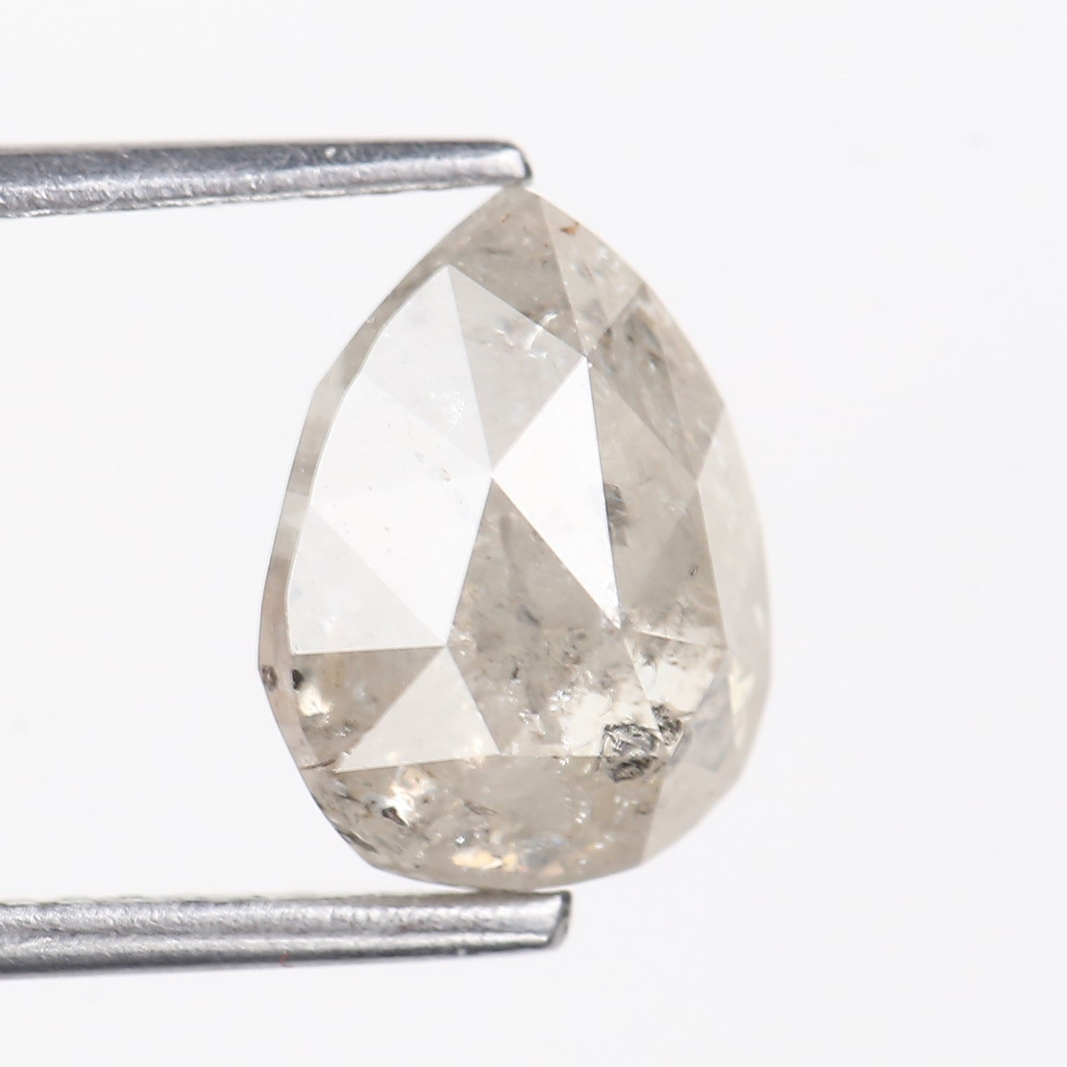 3.01 Carat Natural Light Gray Pear Cut Salt And Pepper Diamond 9.88 MM