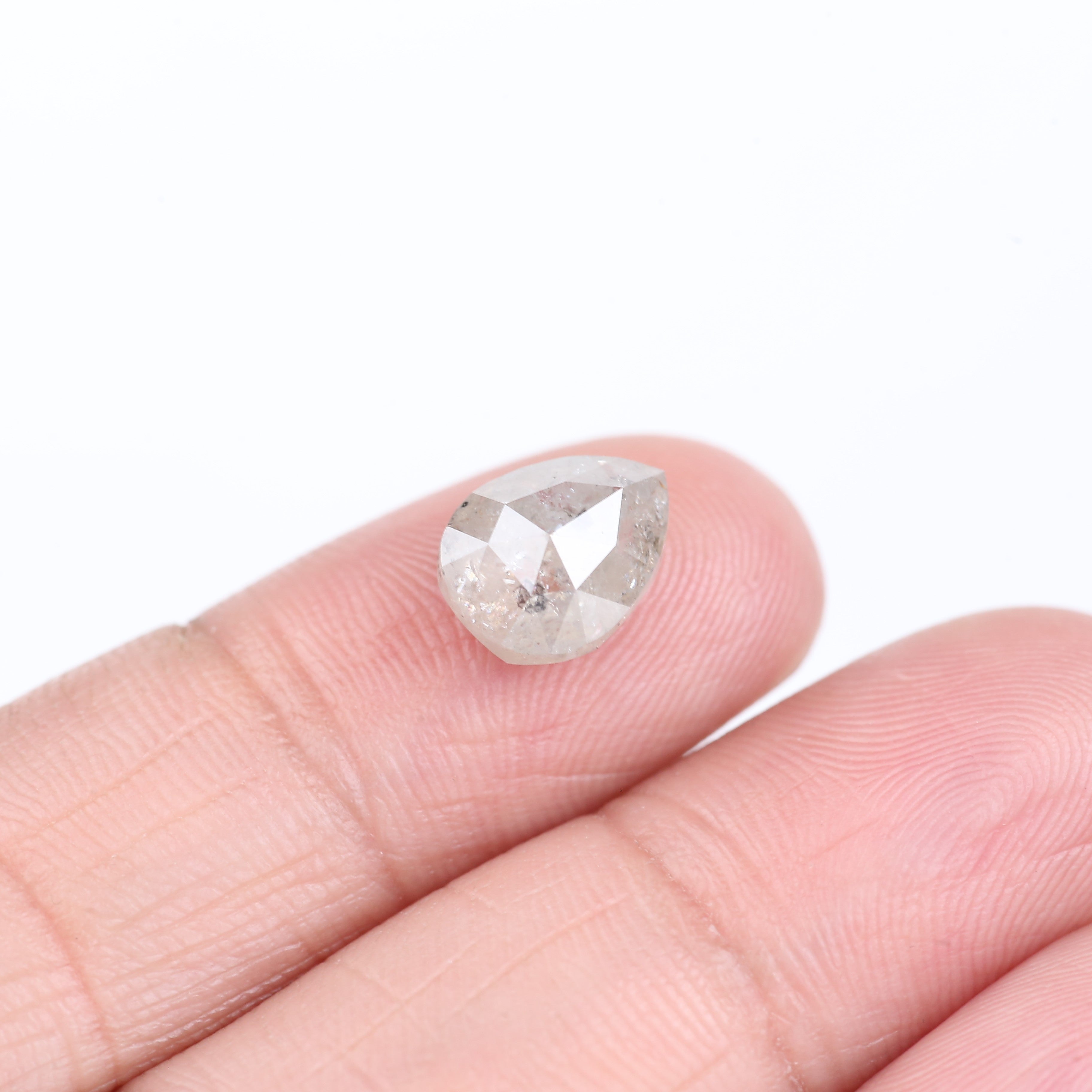 3.01 Carat Natural Light Gray Pear Cut Salt And Pepper Diamond 9.88 MM