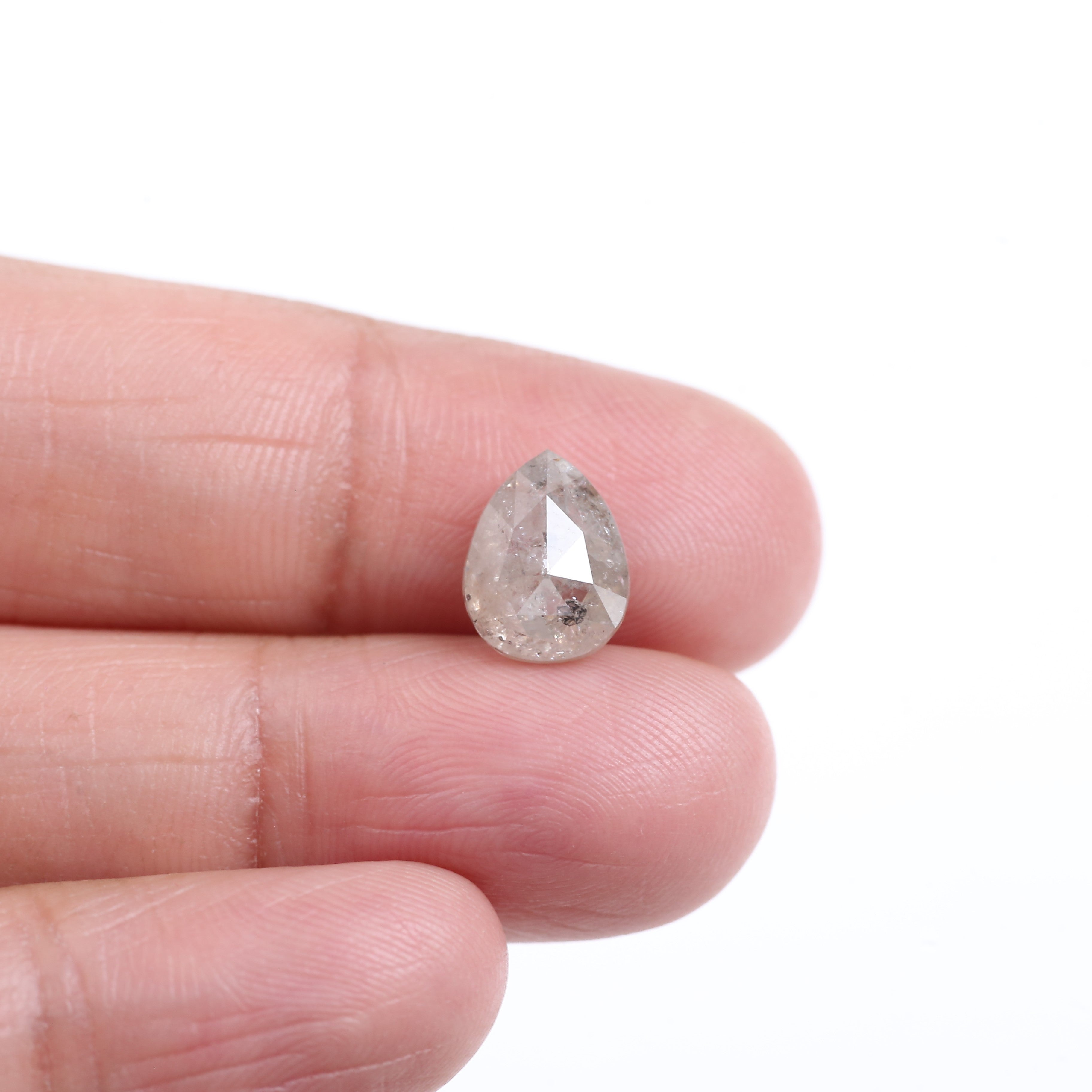 3.01 Carat Natural Light Gray Pear Cut Salt And Pepper Diamond 9.88 MM