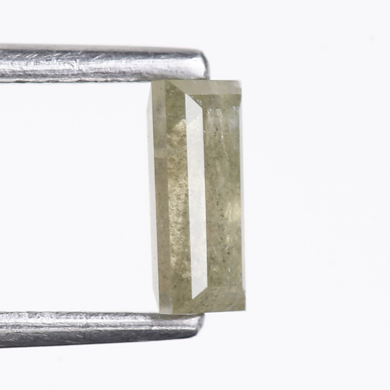 0.49 Carat Natural Light Gray Green Baguette Cut Salt And Pepper Diamond 6.10 MM