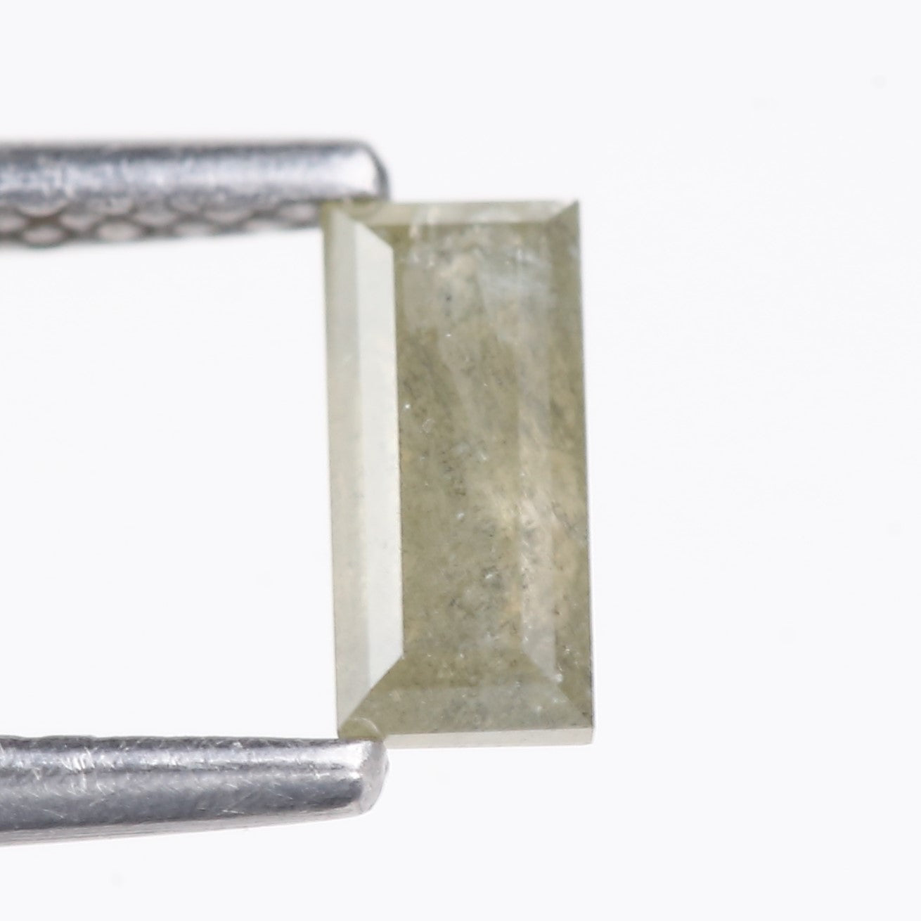 0.49 Carat Natural Light Gray Green Baguette Cut Salt And Pepper Diamond 6.10 MM