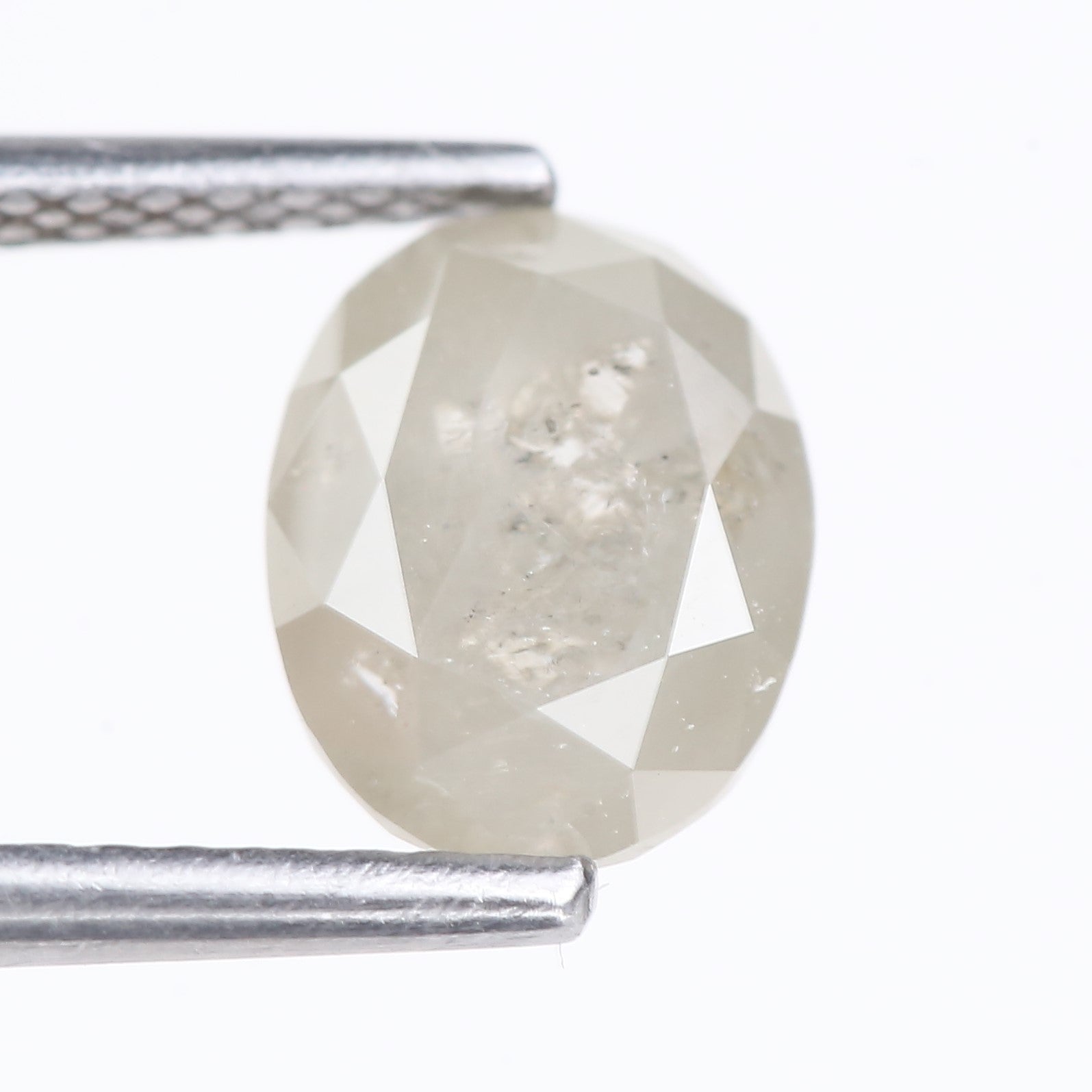 1.66 Carat Natural Light Gray Oval Cut Salt And Pepper Diamond 7.99 MM