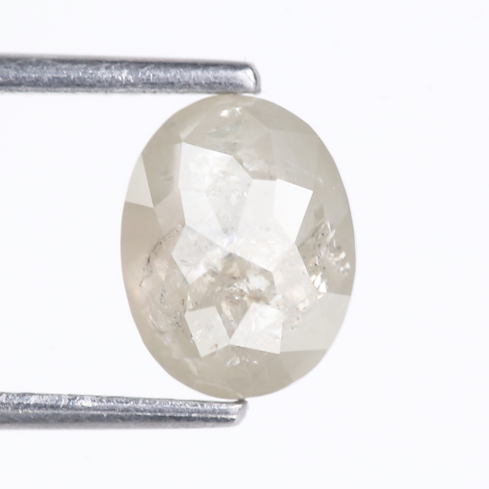 1.66 Carat Natural Light Gray Oval Cut Salt And Pepper Diamond 7.99 MM