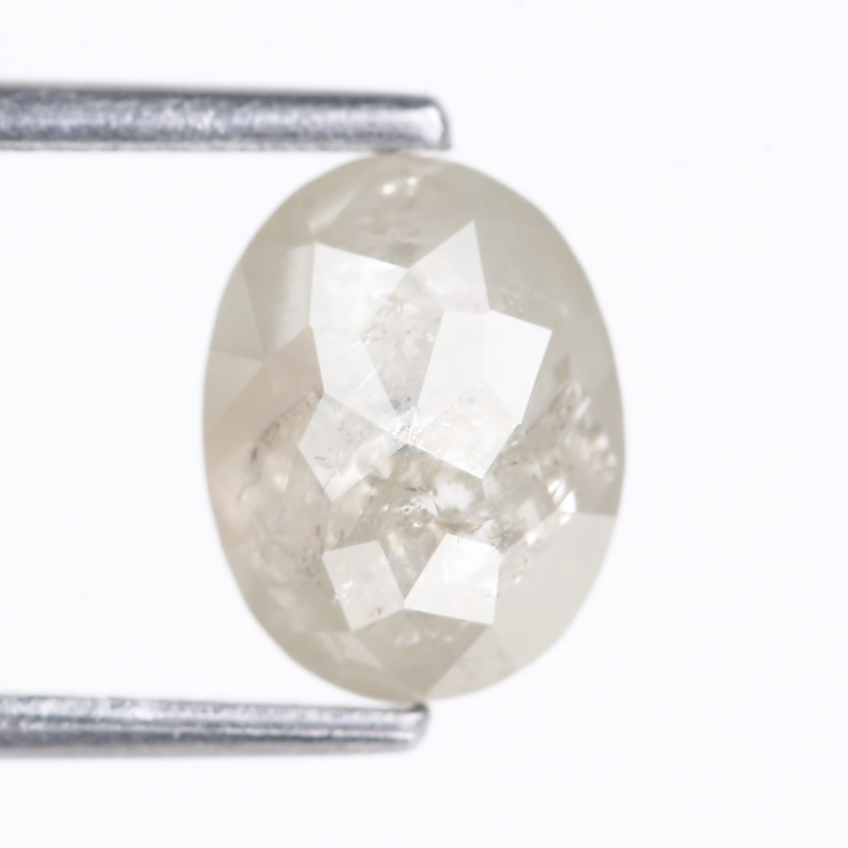 1.66 Carat Natural Light Gray Oval Cut Salt And Pepper Diamond 7.99 MM