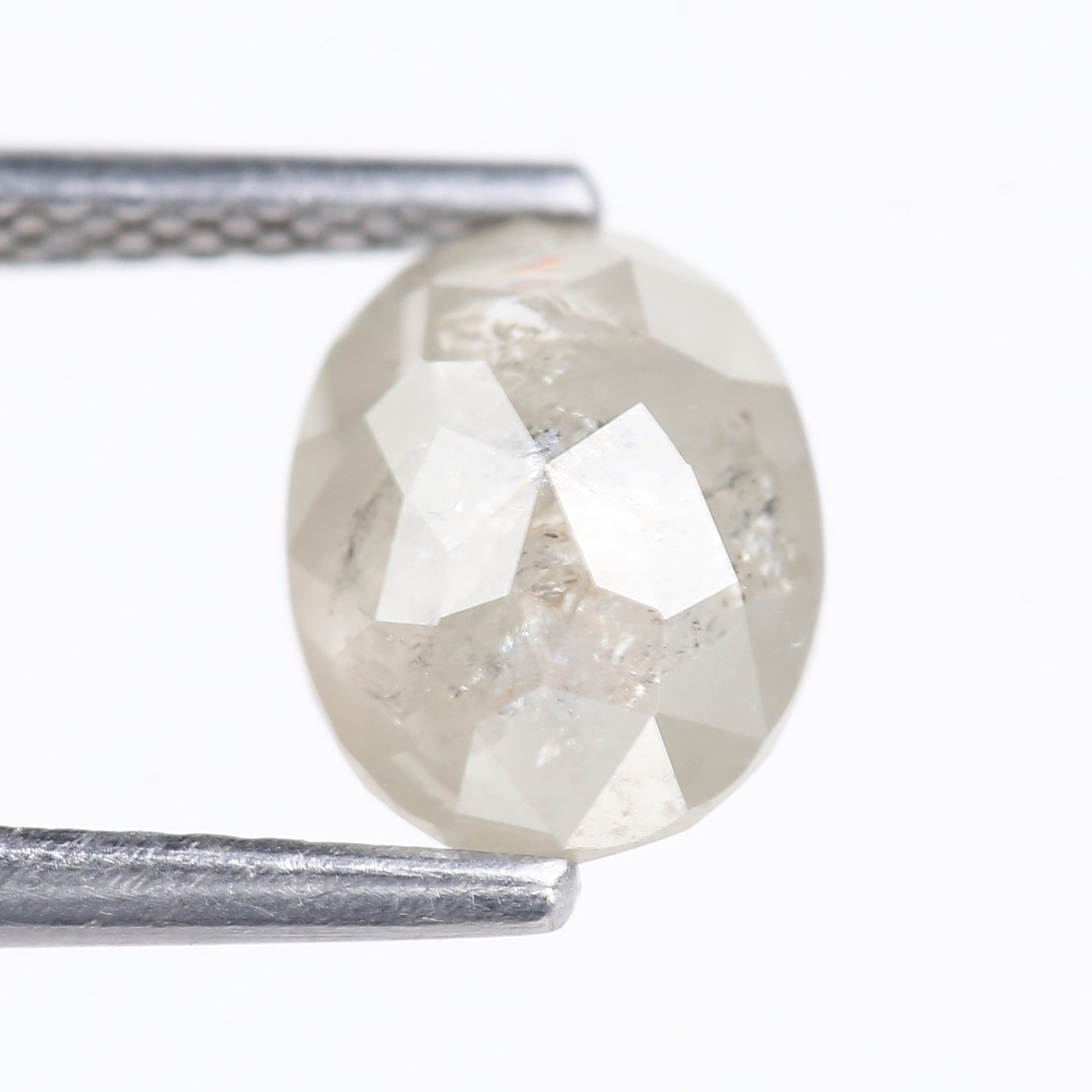 1.66 Carat Natural Light Gray Oval Cut Salt And Pepper Diamond 7.99 MM