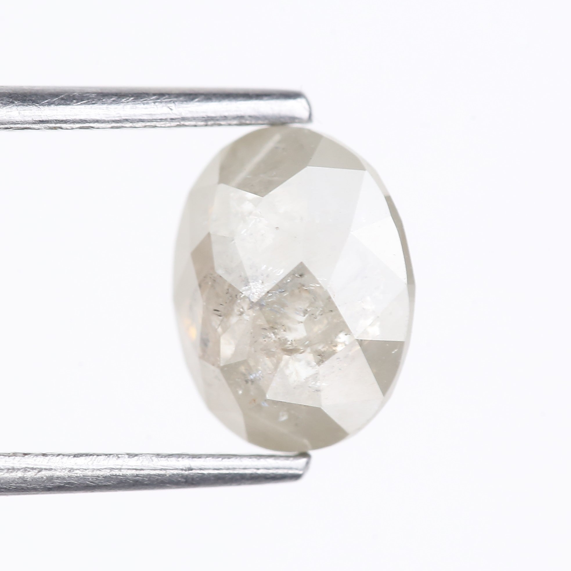 1.66 Carat Natural Light Gray Oval Cut Salt And Pepper Diamond 7.99 MM