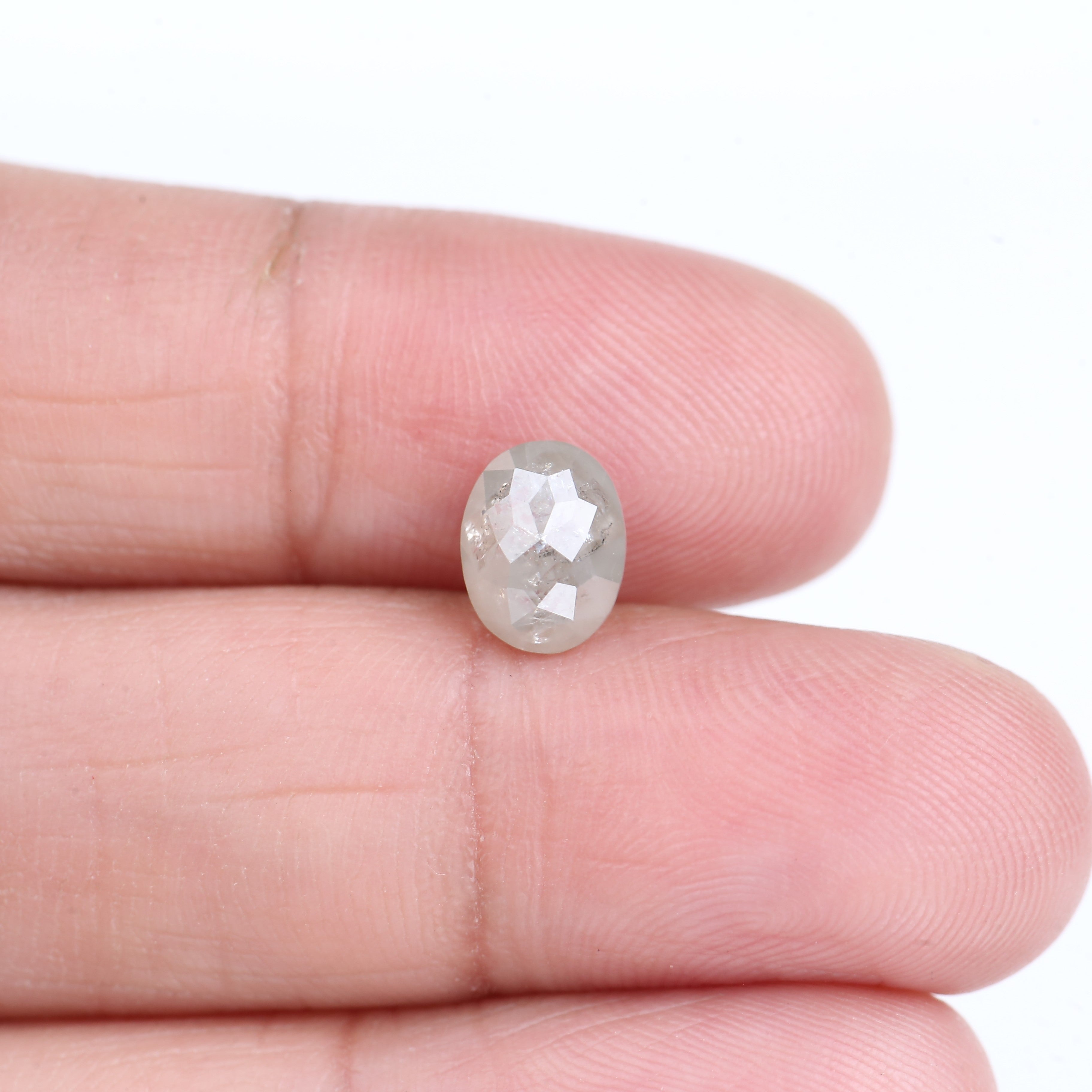 1.66 Carat Natural Light Gray Oval Cut Salt And Pepper Diamond 7.99 MM